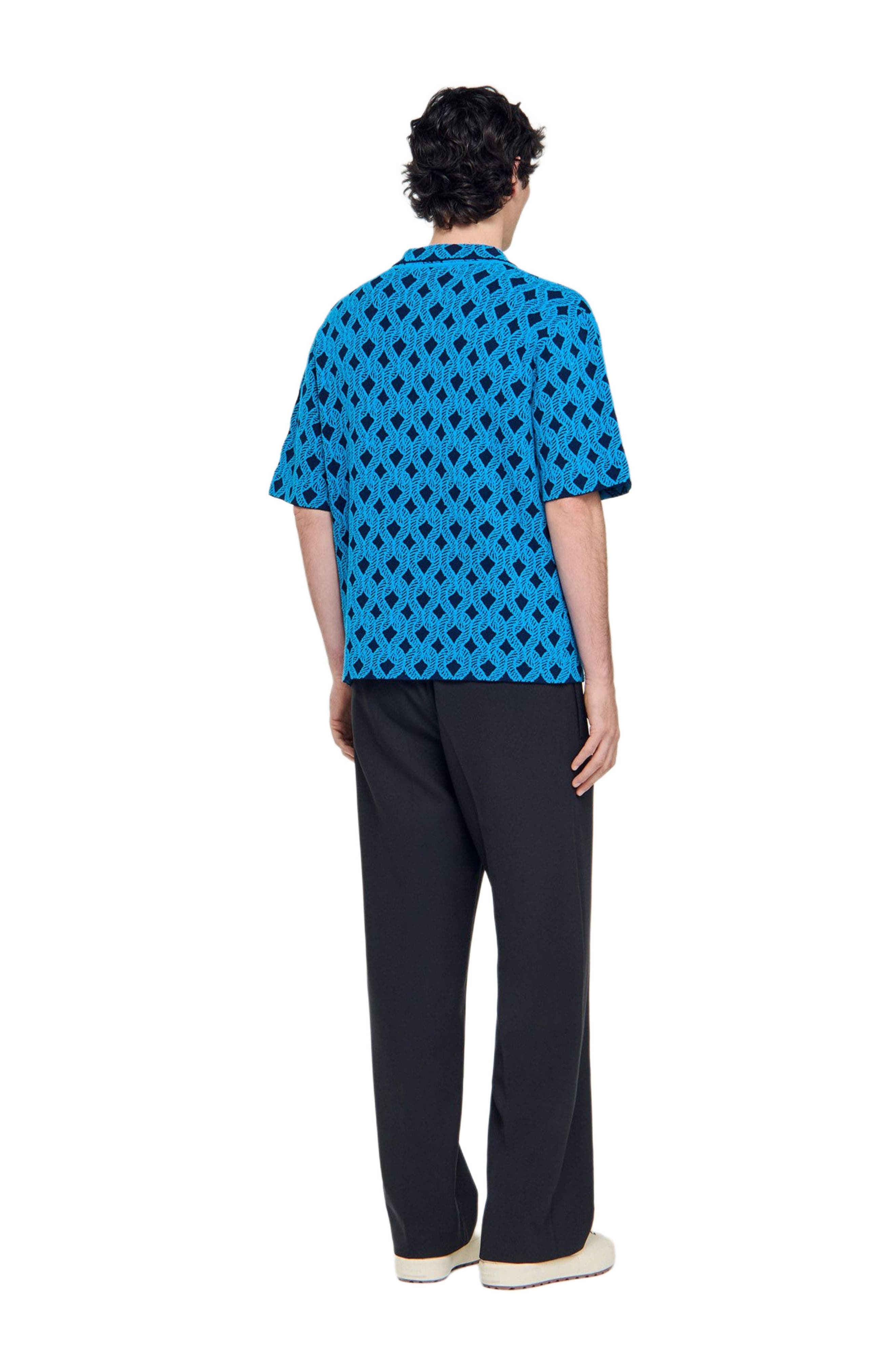 SANDRO Rope jacquard cardigan shirt in Turquoise at Nordstrom - 2