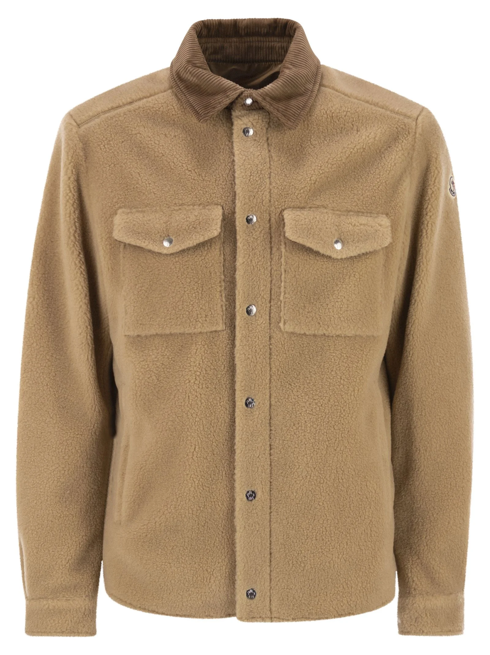 Moncler Men Shacket With Teddy-Effect Ribbed Velvet Trim - 1