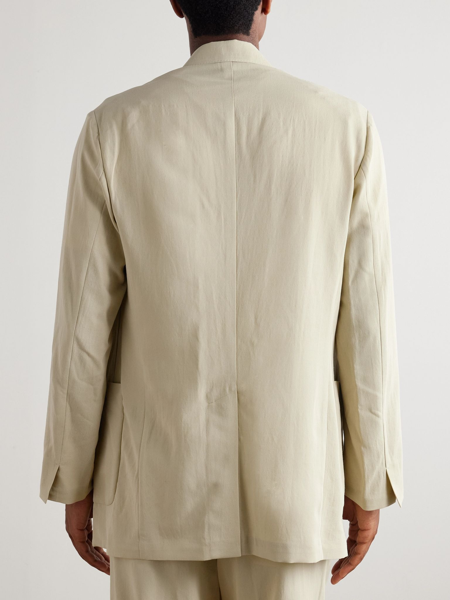 Oversized Cotton and Wool-Blend Gabardine Blazer Cream - 3