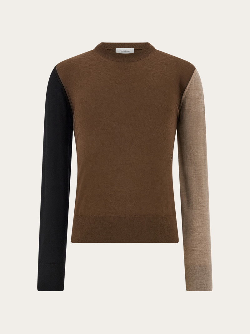 Light pure wool color block sweater 1