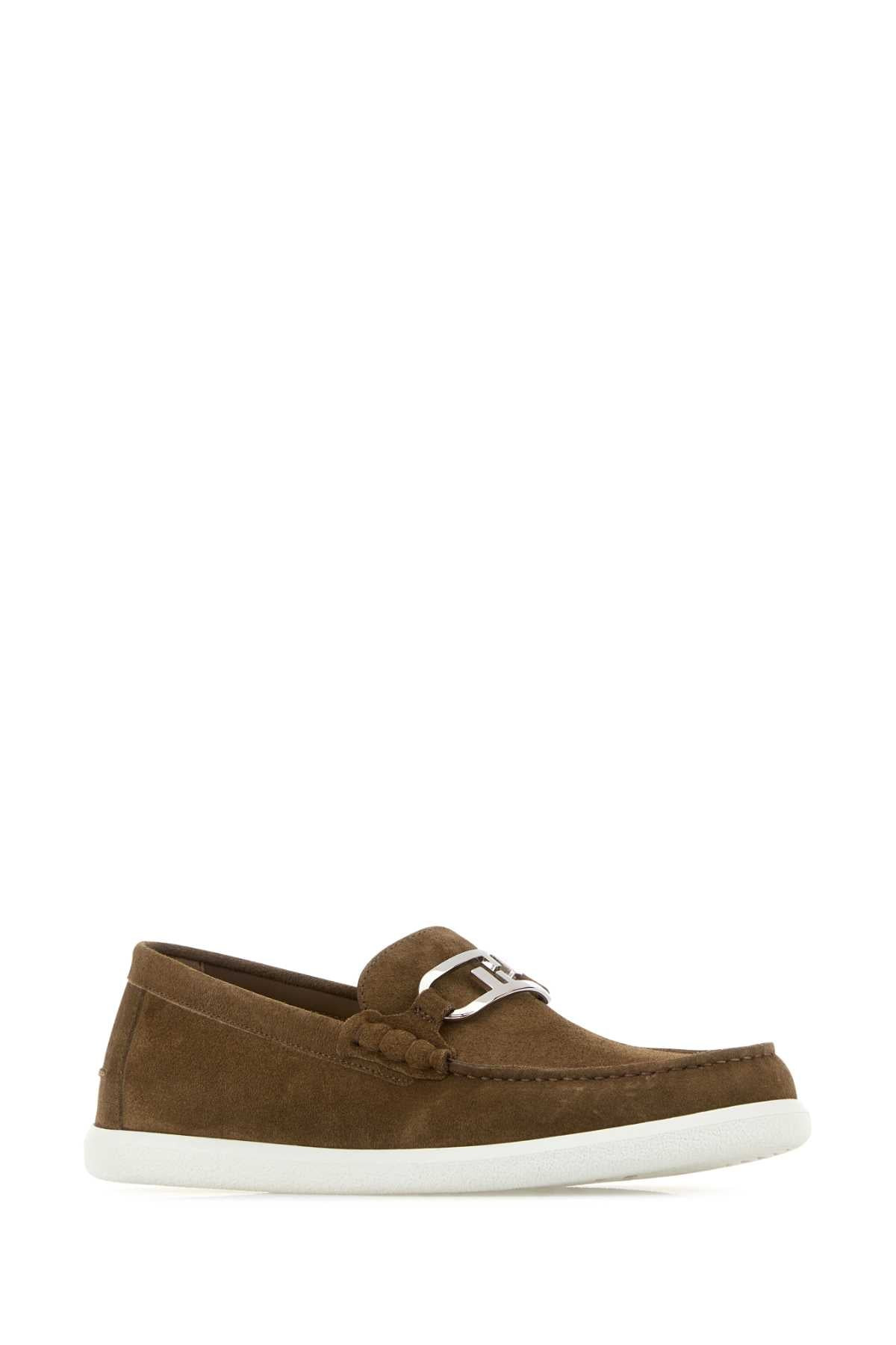 Fendi Men Brown Suede O Lock Light Loafersâ - 2