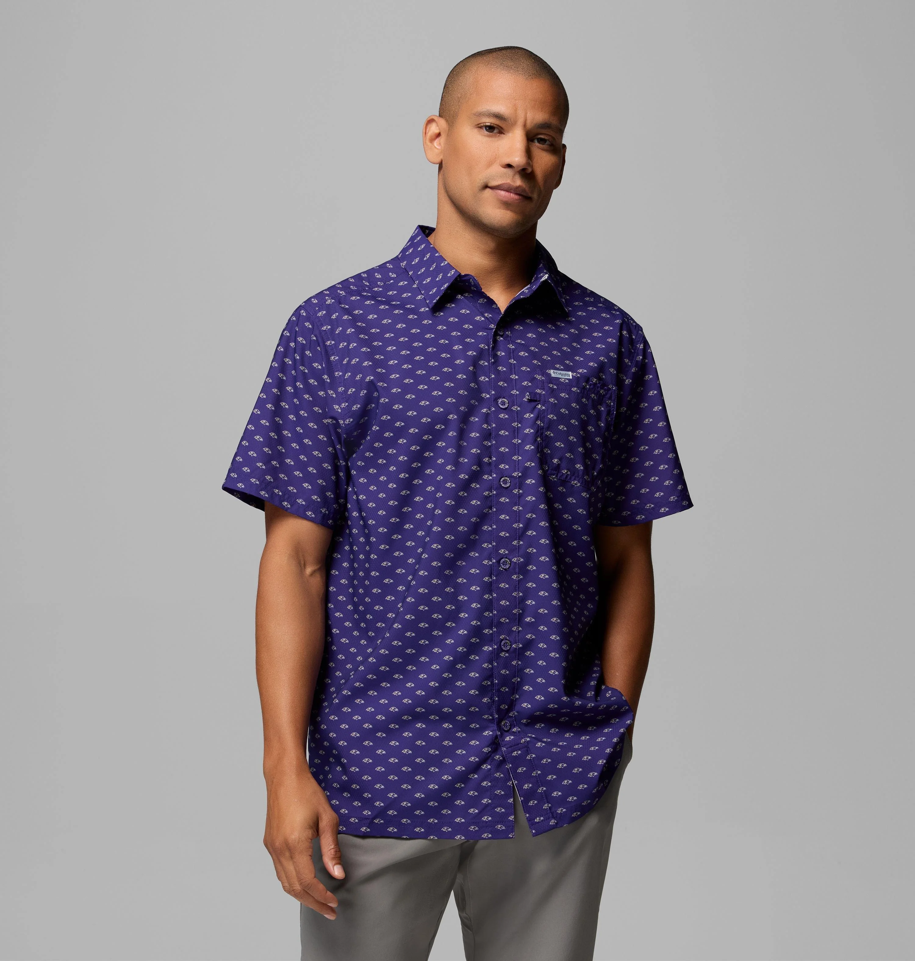 Men's PFG Super Slack Tide Short Sleeve Shirt - Baltimore Ravens - 1