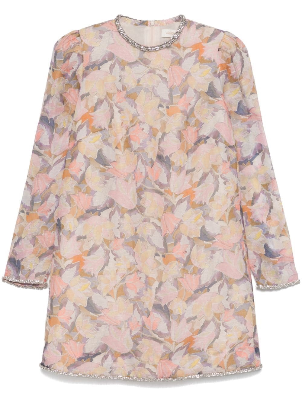 diamante-trim mini dress - 1