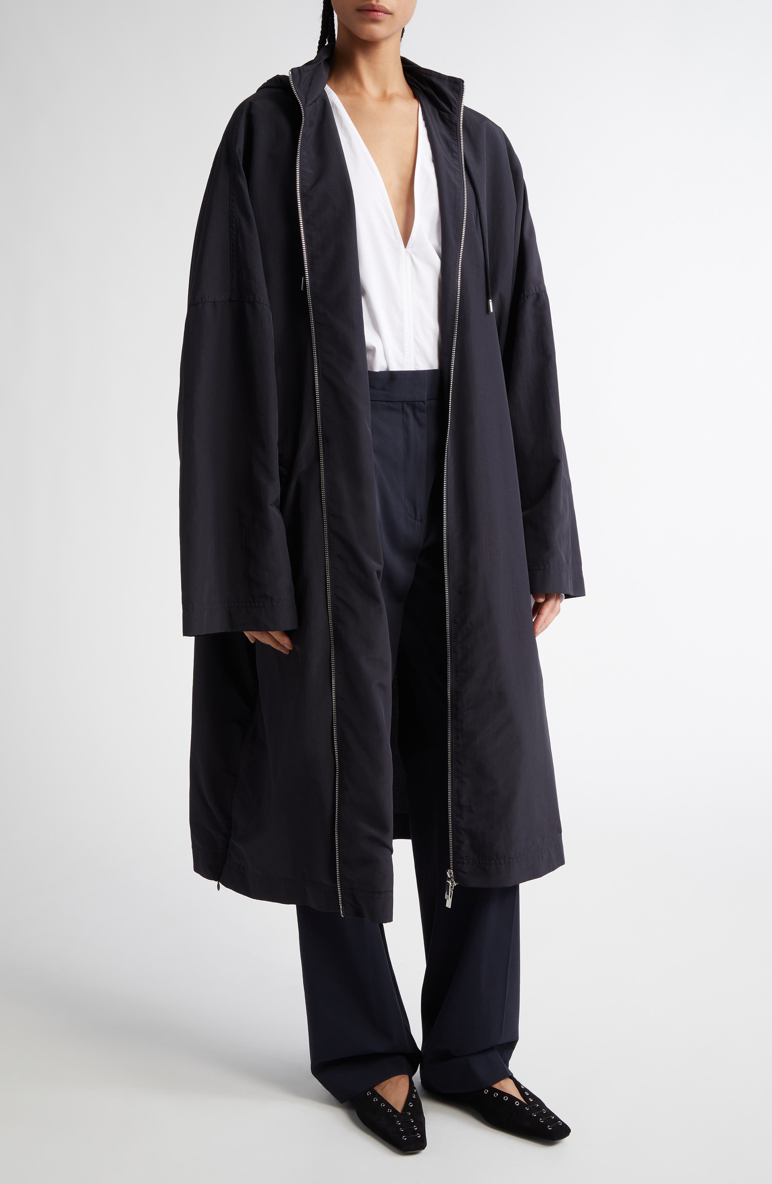 TOTEME Pleated Straight Leg Trousers in Nightfall at Nordstrom - 8