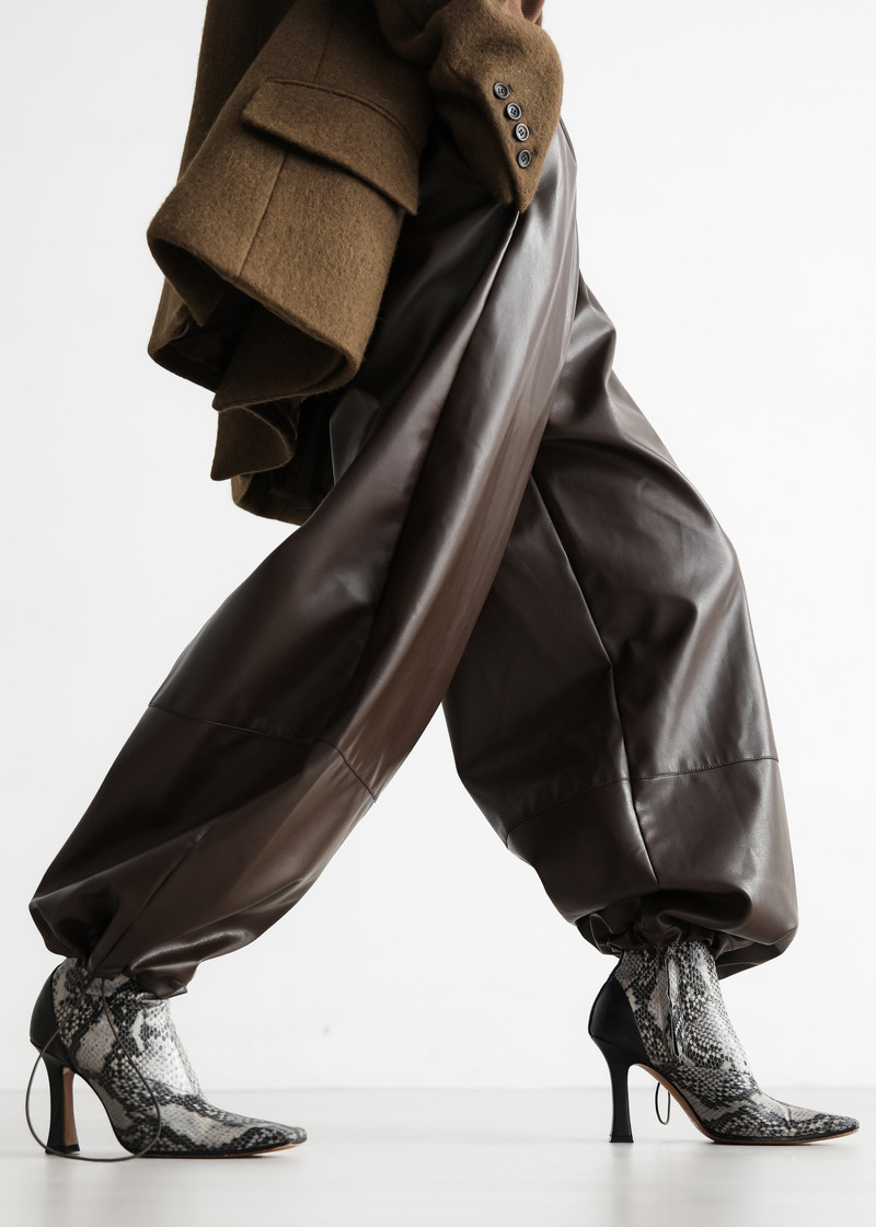 Briar Faux Leather Balloon Pants - Brown 3