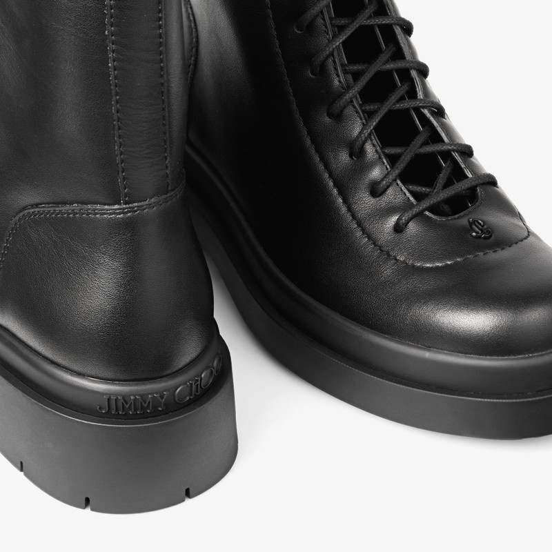 Sima Flat Black Smooth Leather Ankle Boots 4