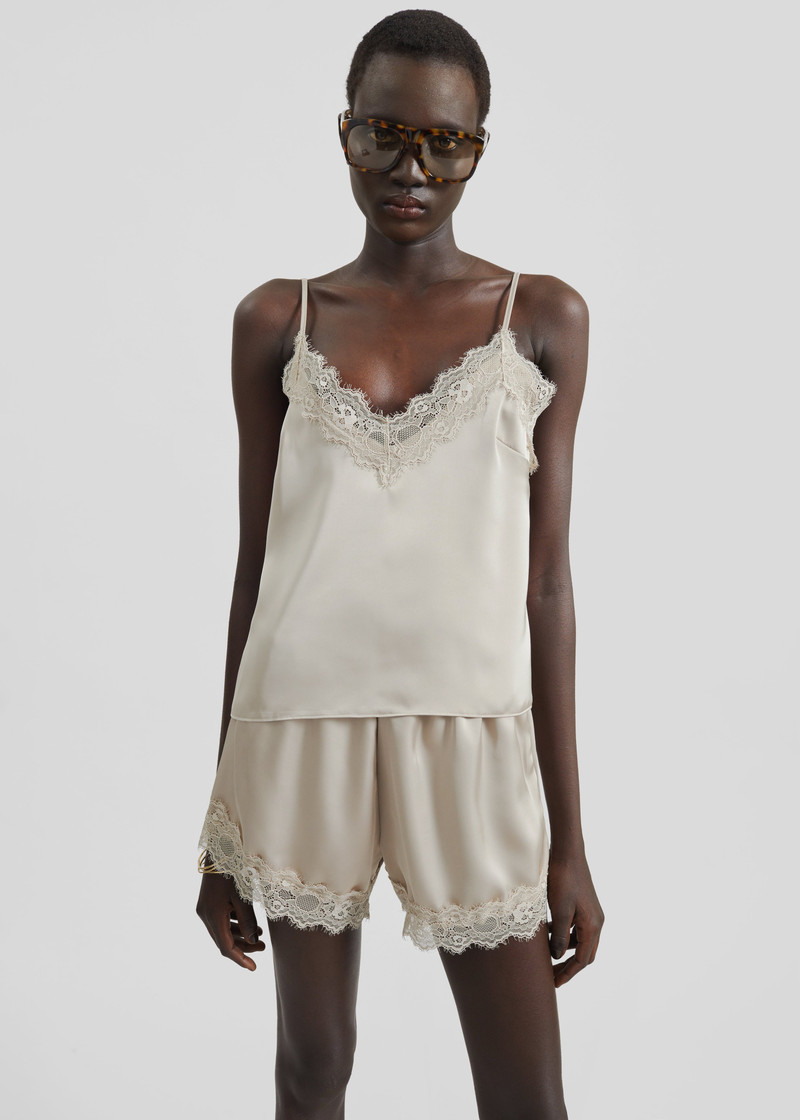 Varnell Satin Lace Top - Beige 6