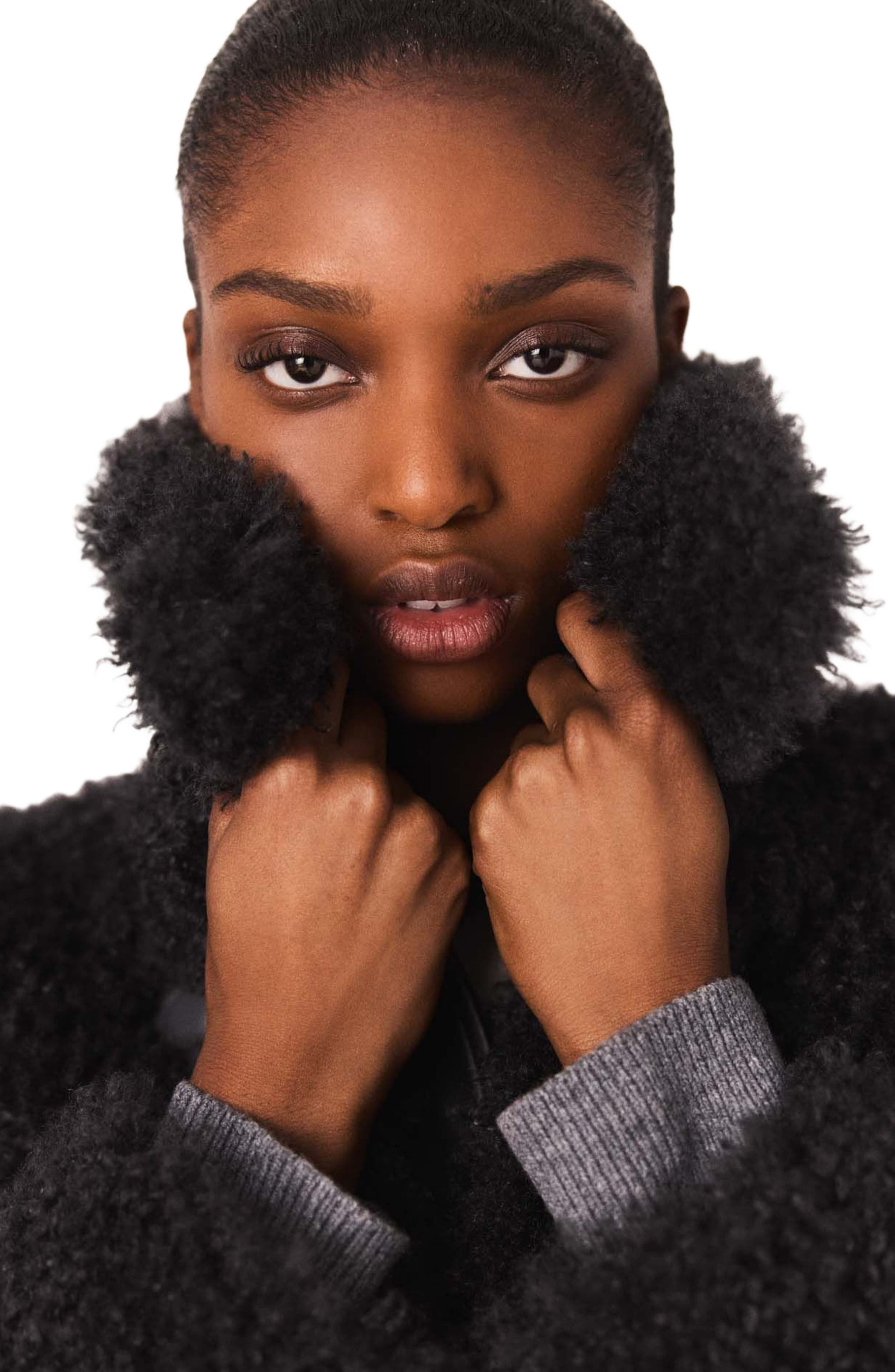 maje Short curly coat in Anthracite Grey at Nordstrom - 7