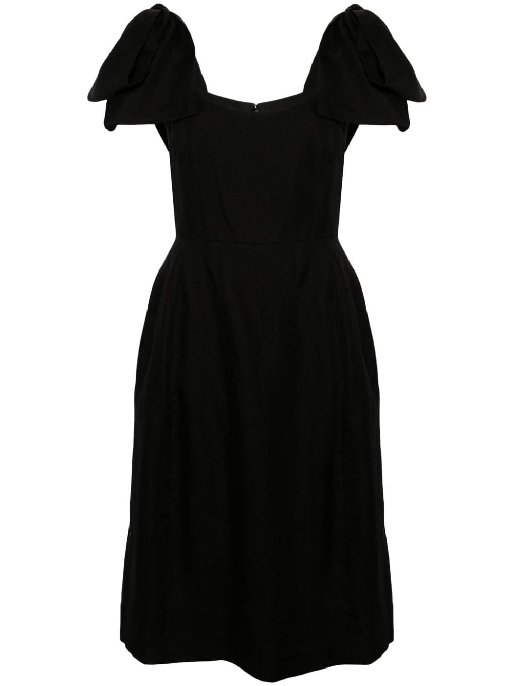 bow-detailed ramie midi dress - 1