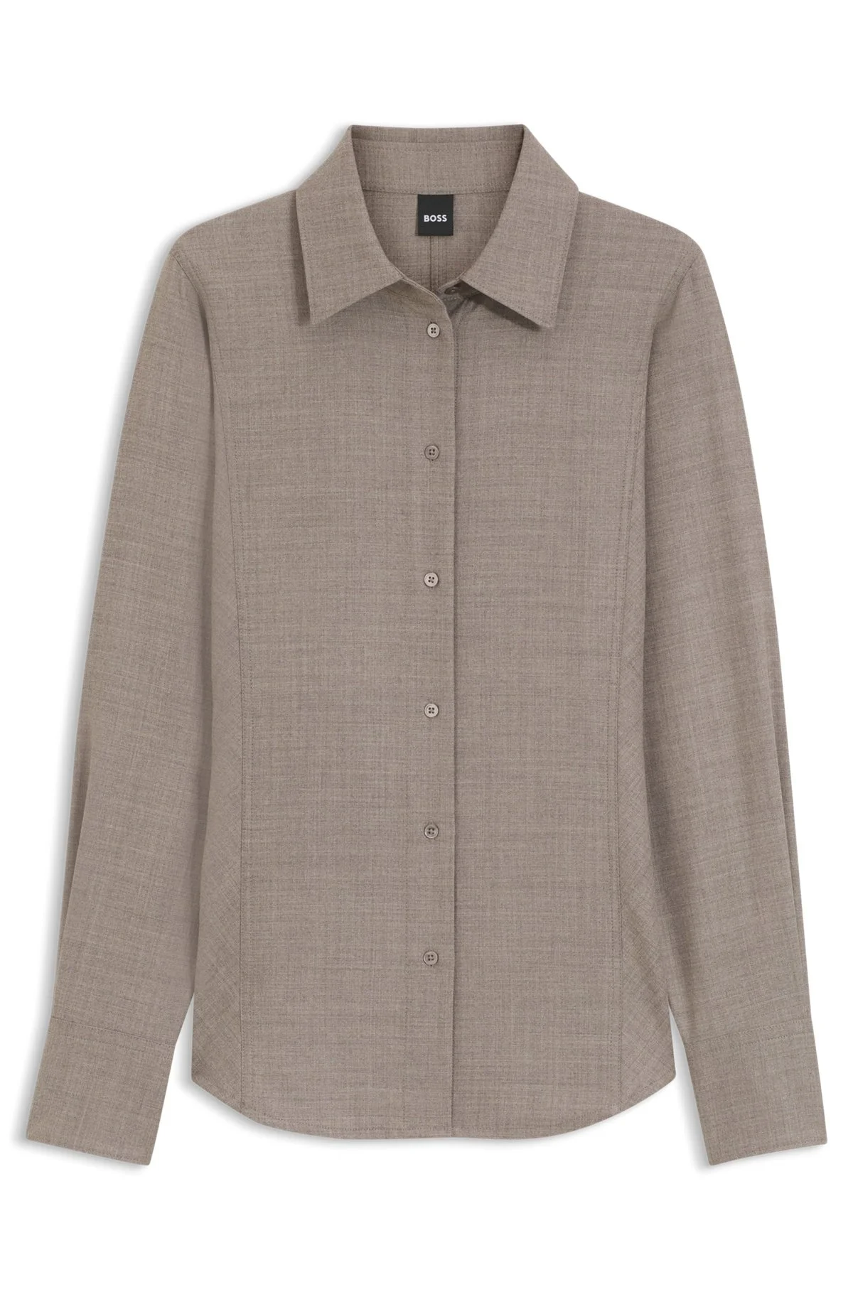 SLIM-FIT FLANNEL BLOUSE WITH WOOL AND LINEN - 1