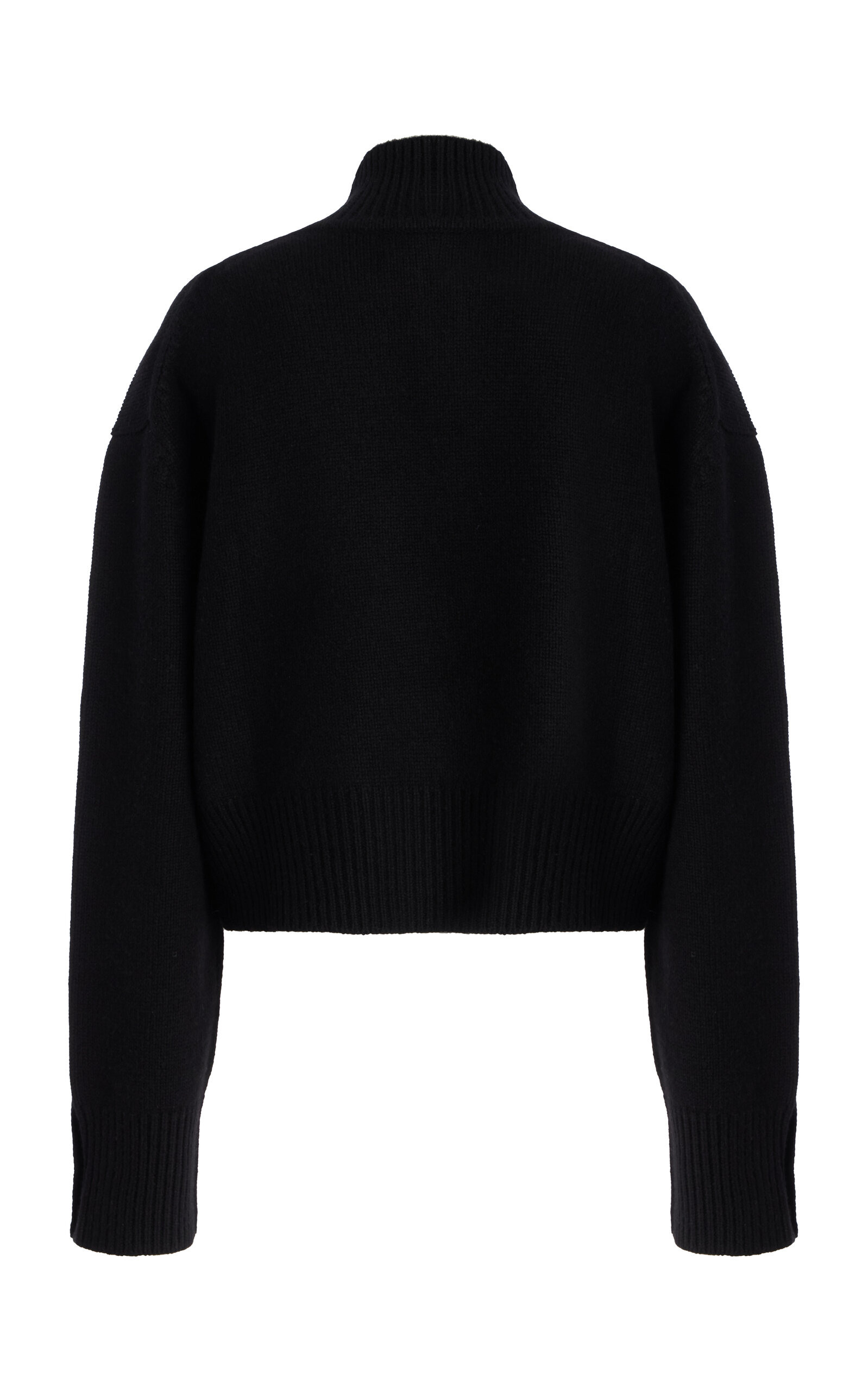 The Rowe Cropped Cashmere Henley Sweater black - 5