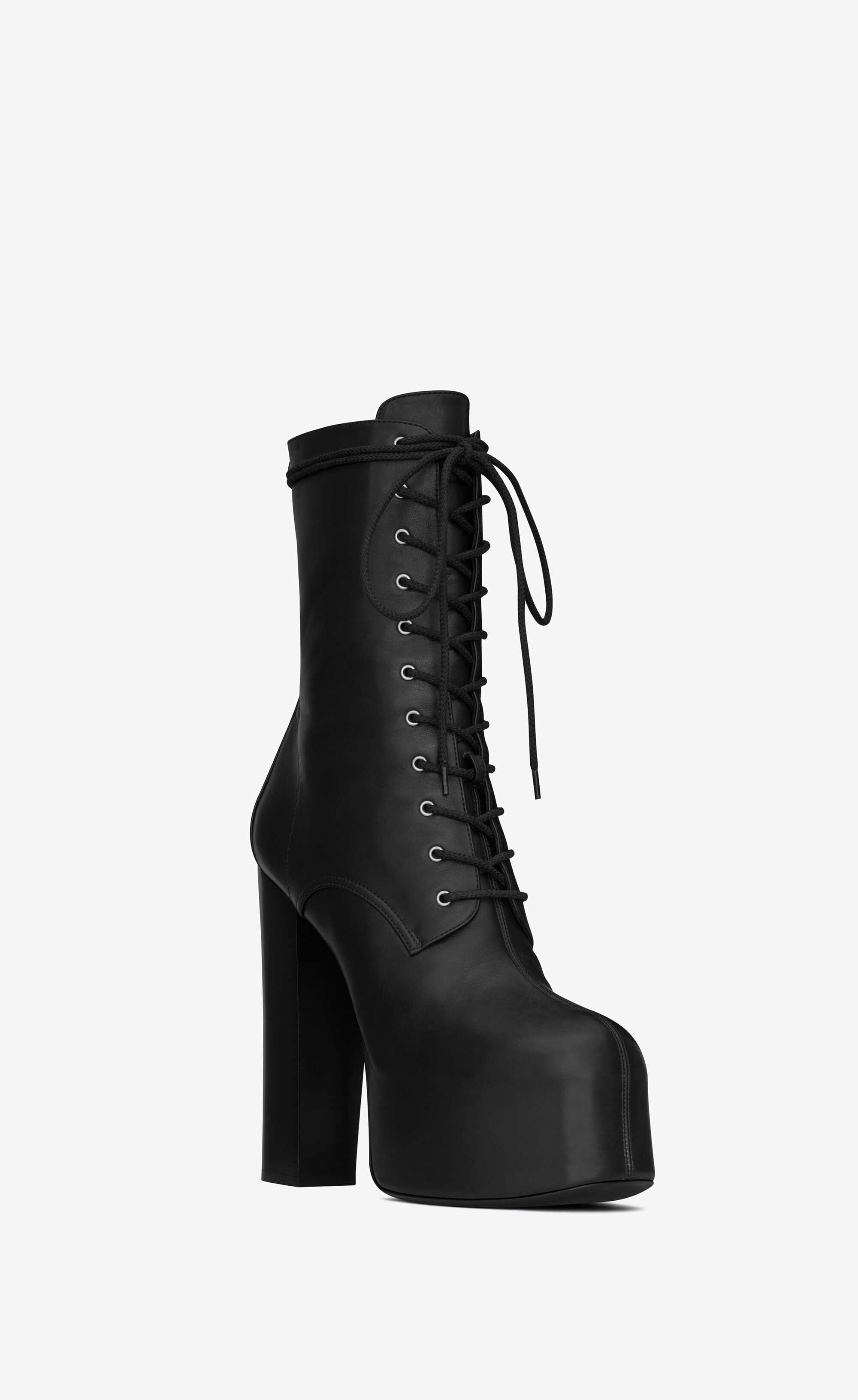 cherry lace-up platform booties in smooth leather - 5