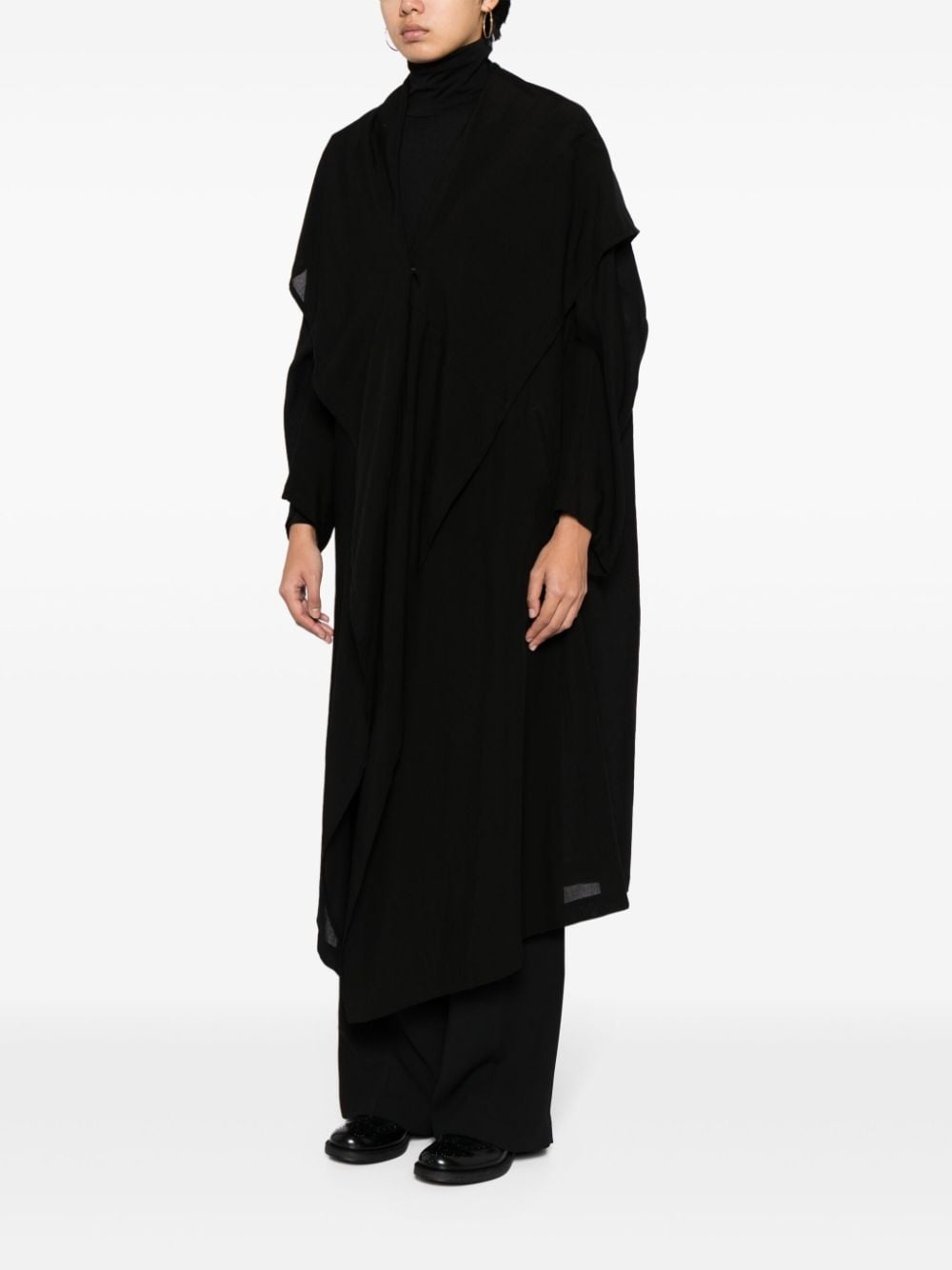 semi-sheer long cape coat - 3