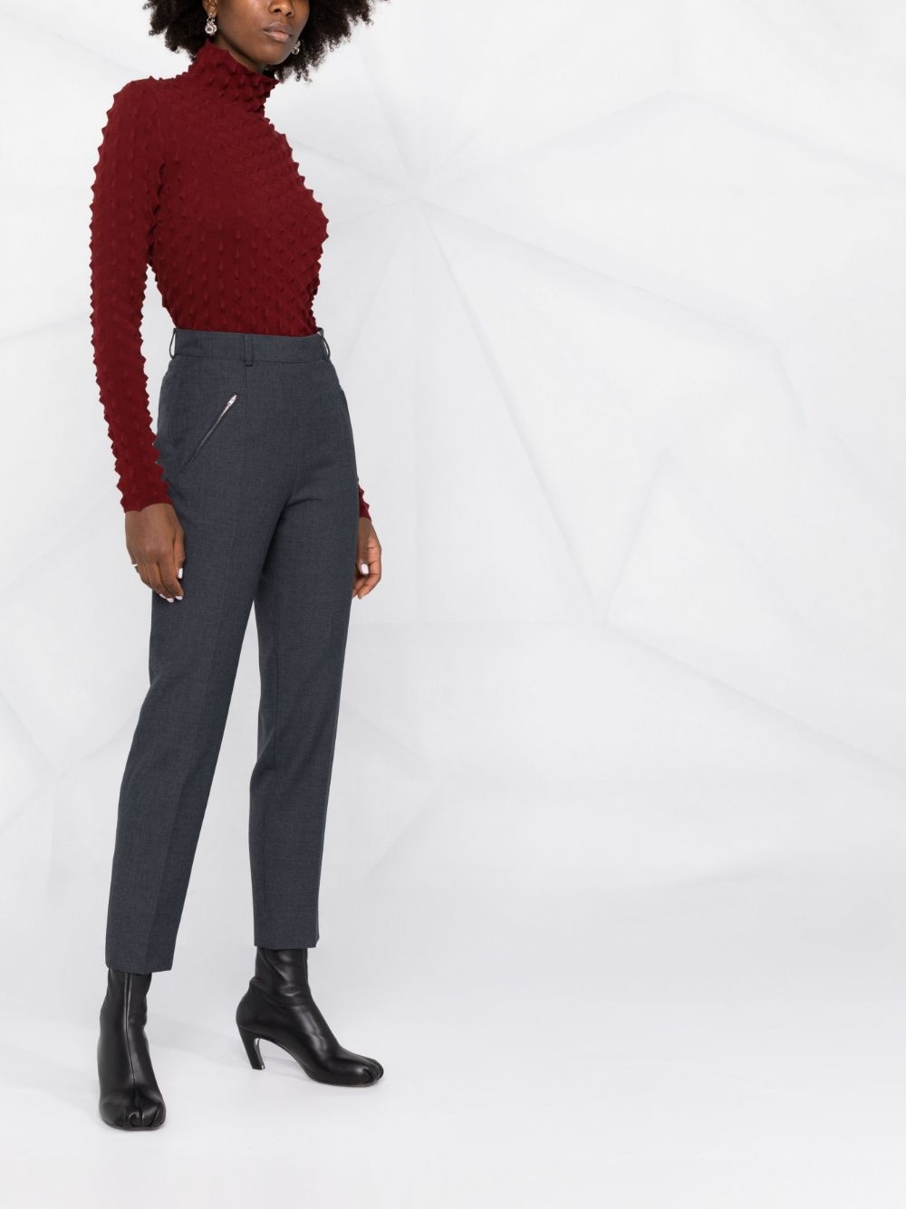 high-waisted slim-fit trousers - 4