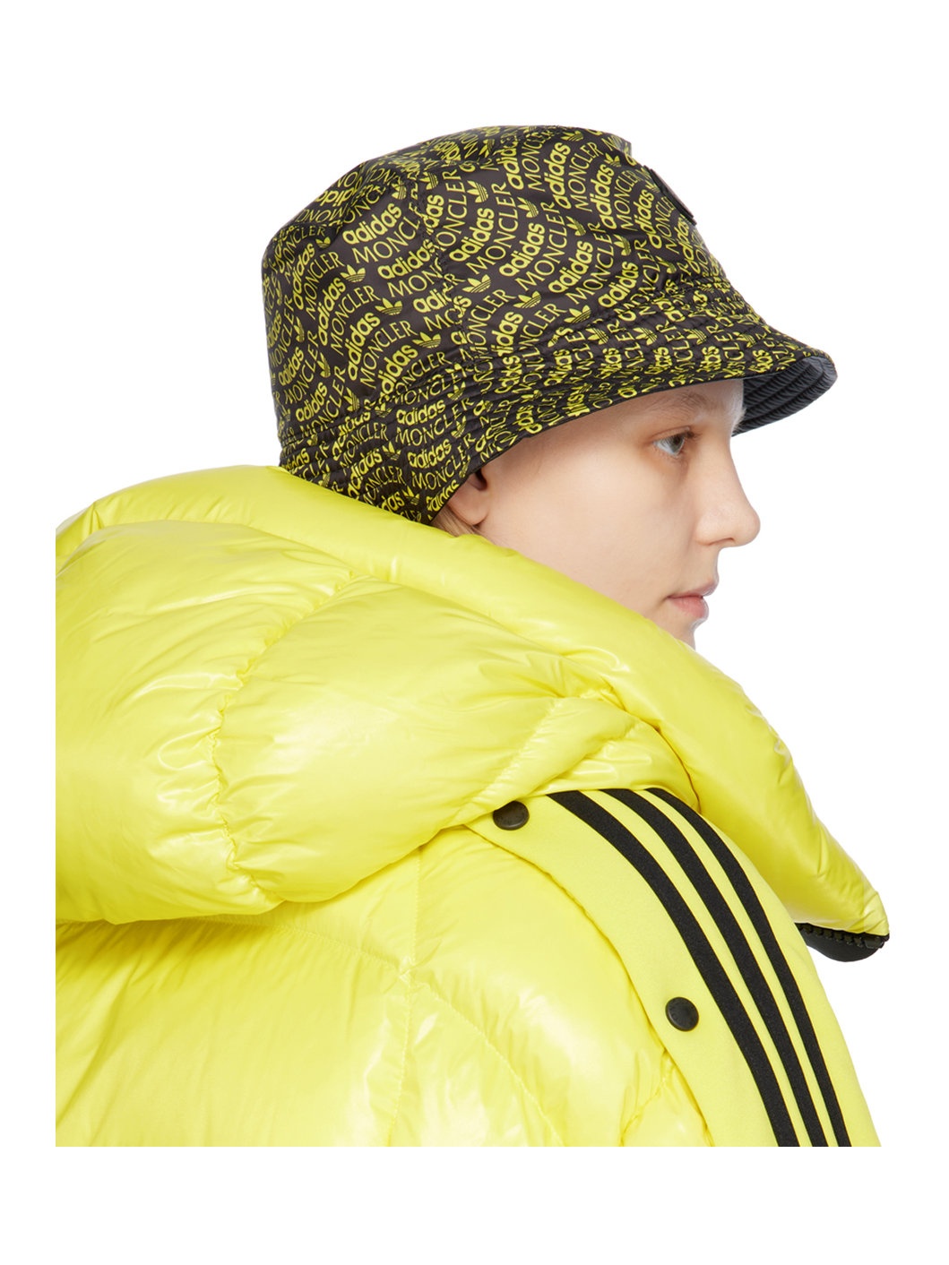 3 Moncler adidas Originals Reversible Yellow & Black Logo Bucket Hat - 3