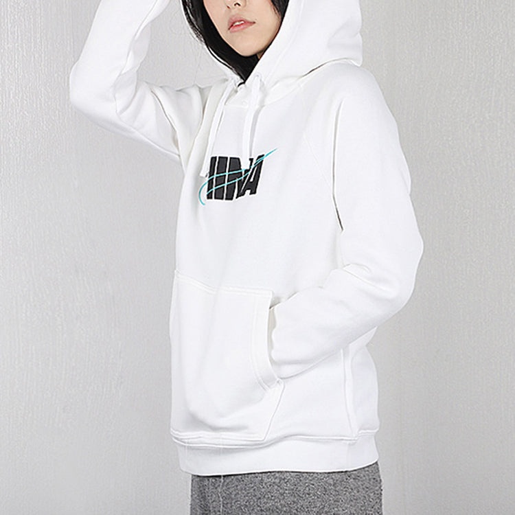 (WMNS) Nike Nsw Chn Po Hoodie Logo Printing White CU1624-100 - 5