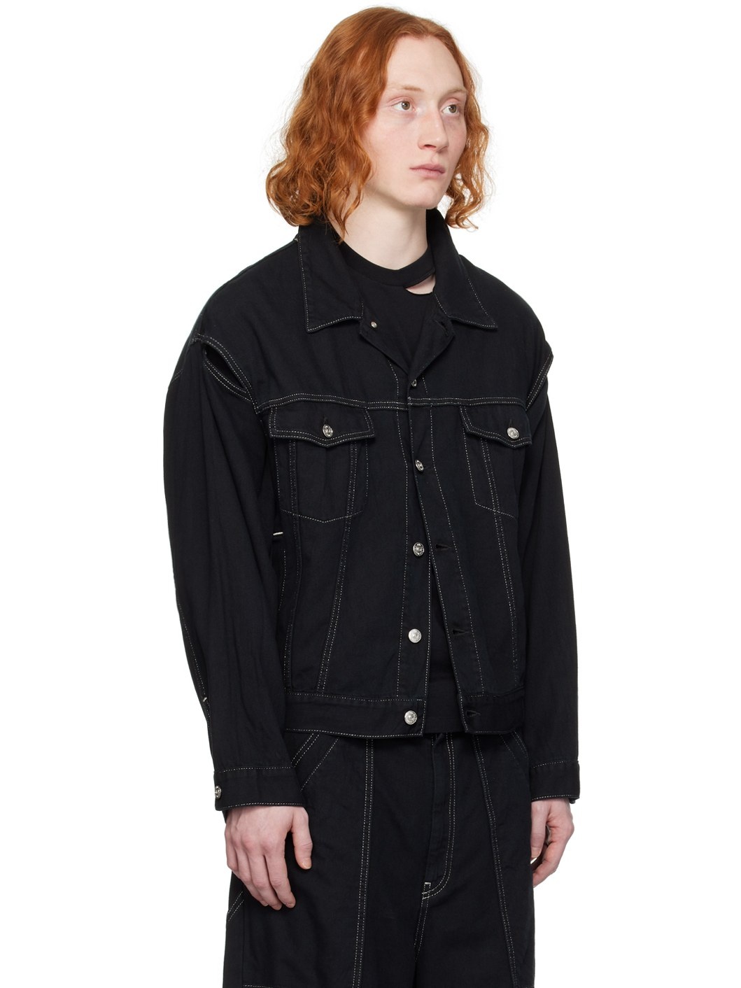 ジャケット MM6 Maison Margiela Black stretch denim jacket MM6 Maison Margiela denim jacket black color SH0AM0041 at PRM US