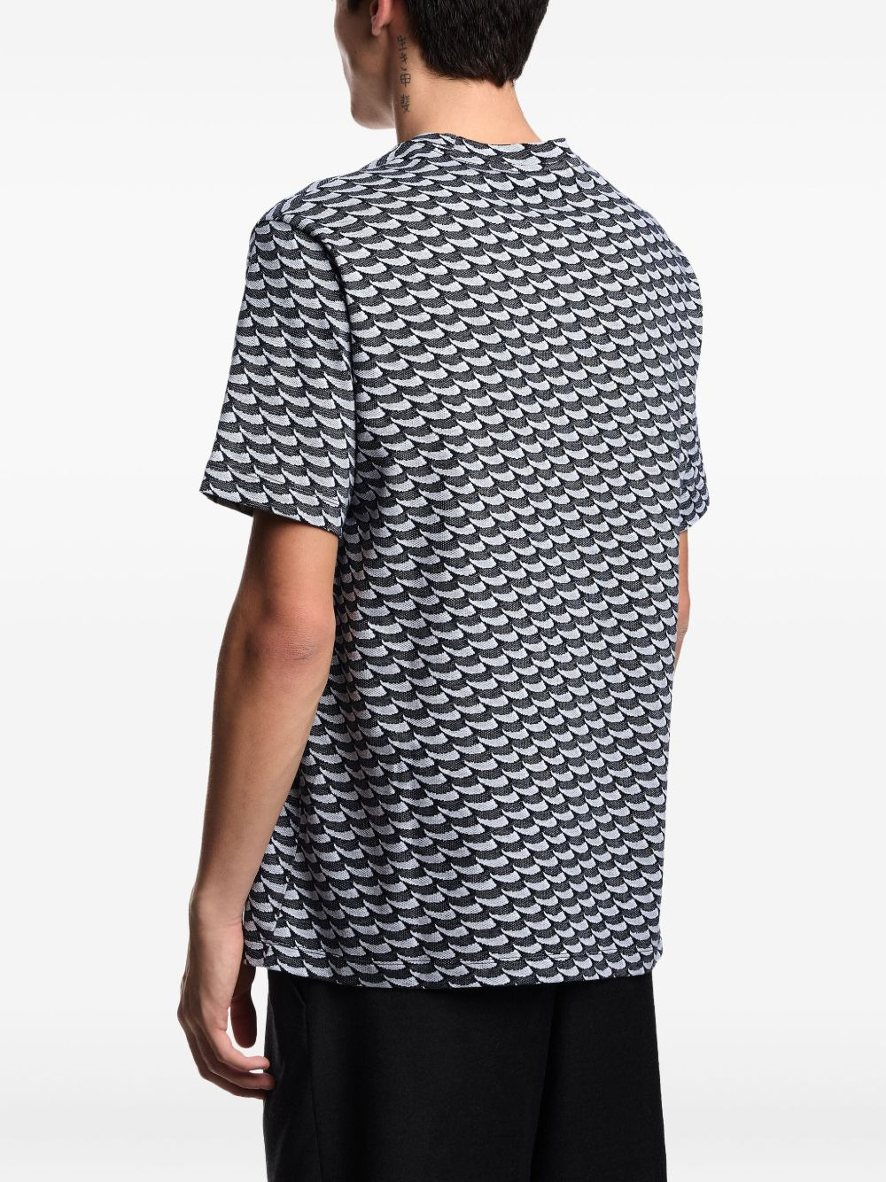wave-pattern cotton T-shirt - 4