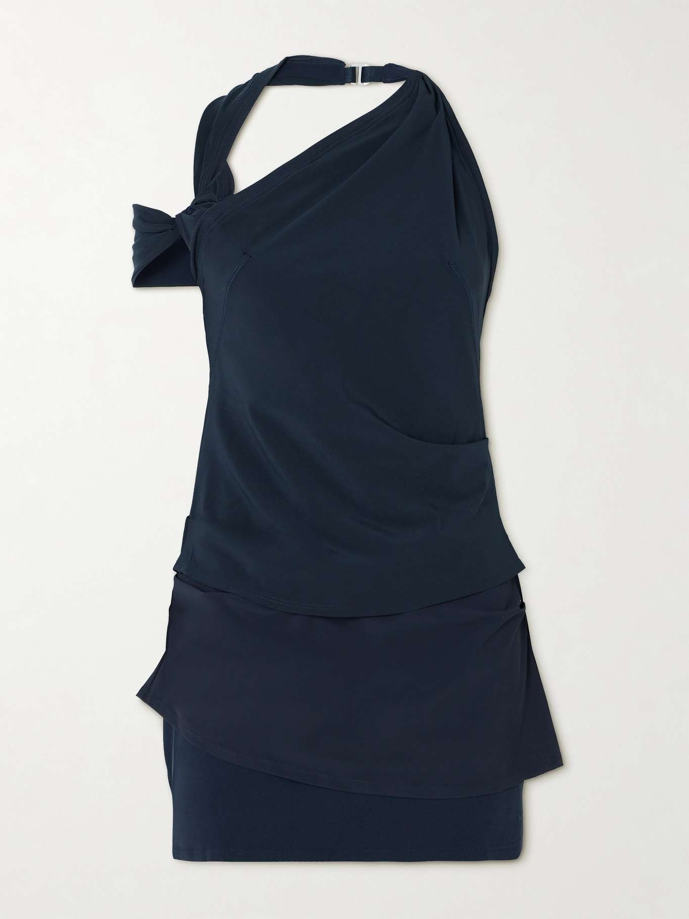 + Jacquemus open-back layered asymmetric twisted stretch-jersey halterneck mini dress - 1