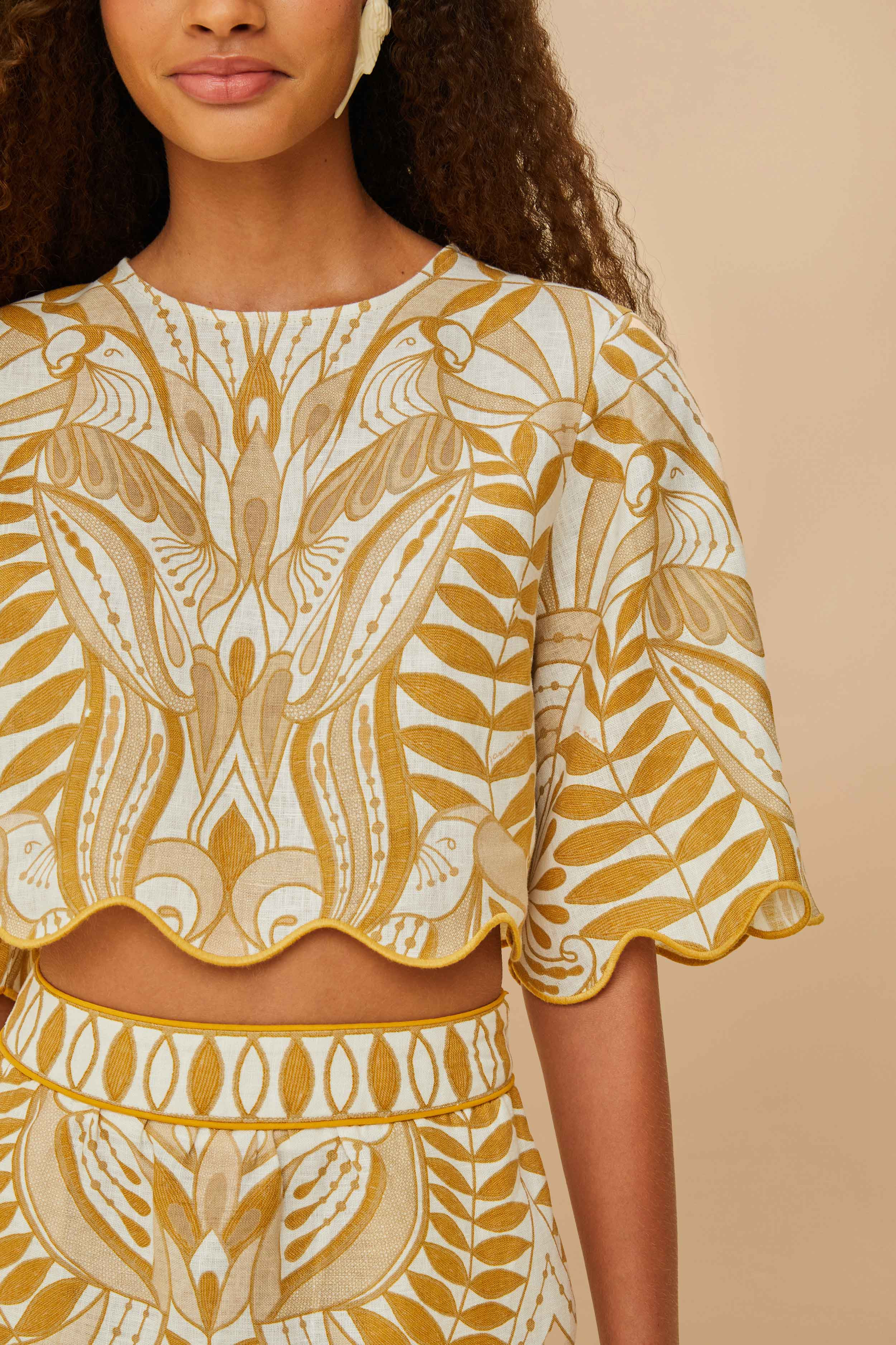 Off-White Lace Nature Euroflax™ Premium Linen Blouse - 3