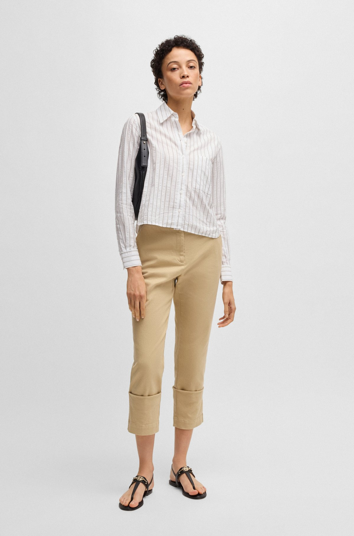 REGULAR-FIT BLOUSE IN A STRIPED COTTON BLEND - 3