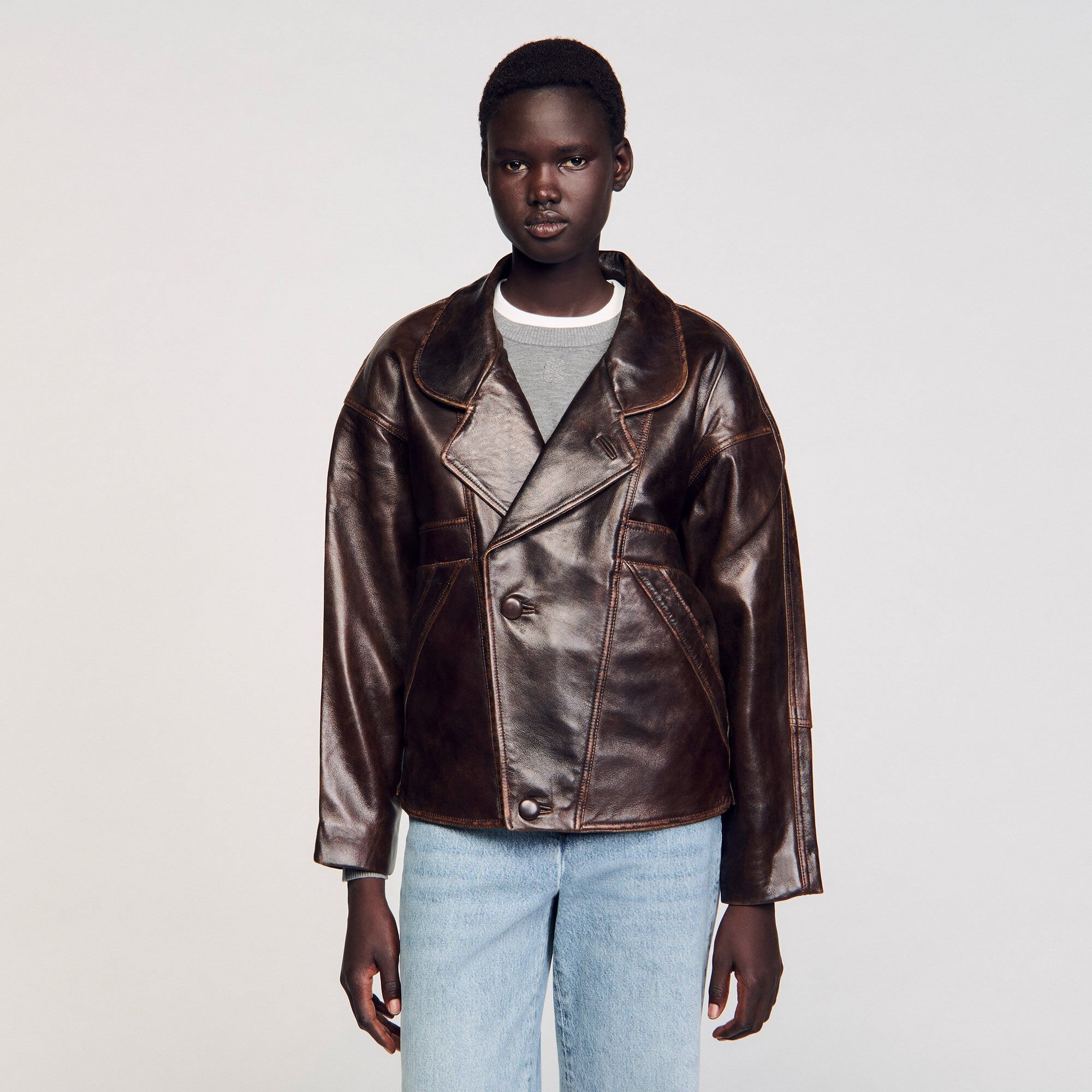 OVERSIZED LEATHER JACKET - 4