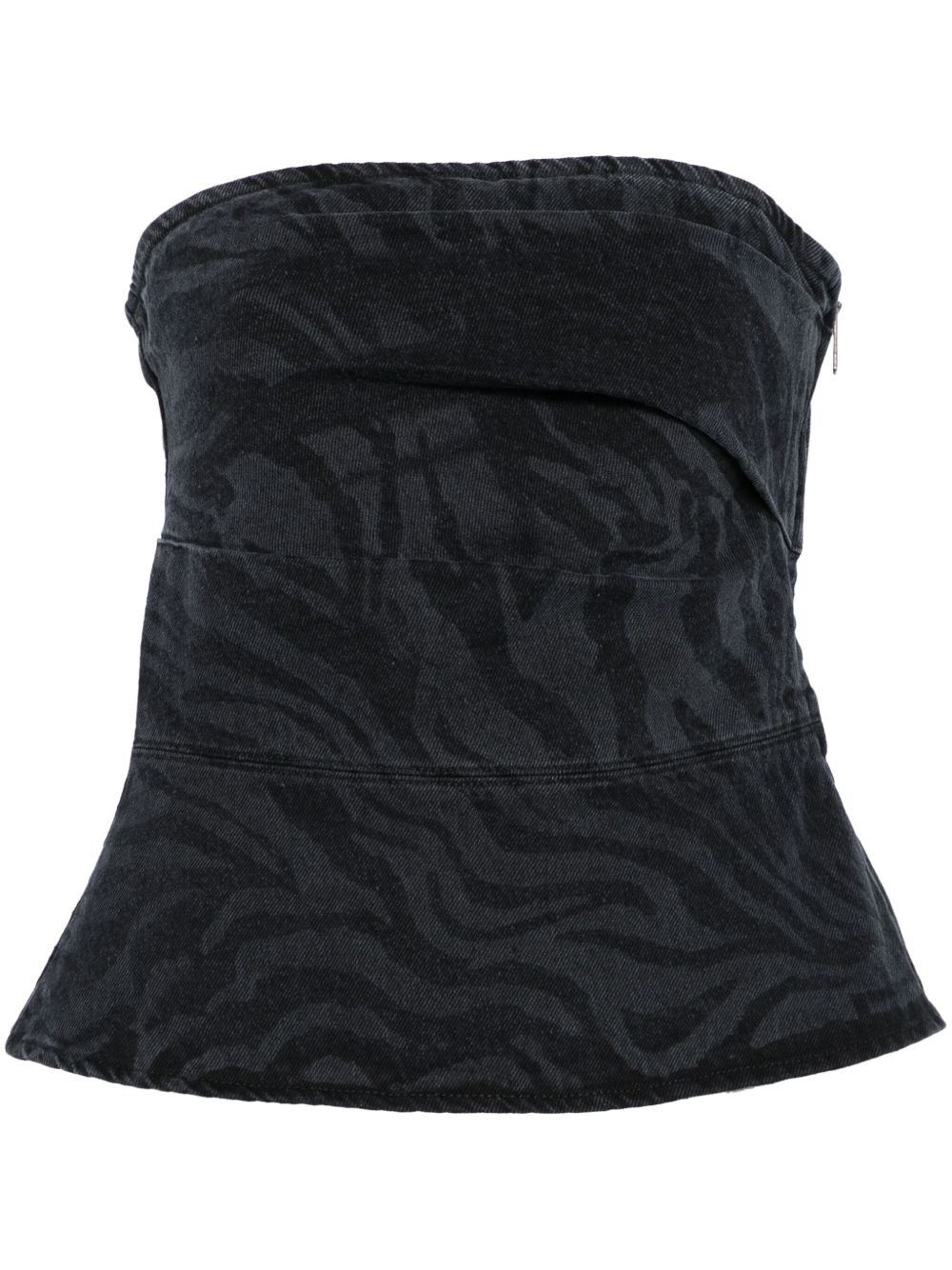zebra-print denim top - 1