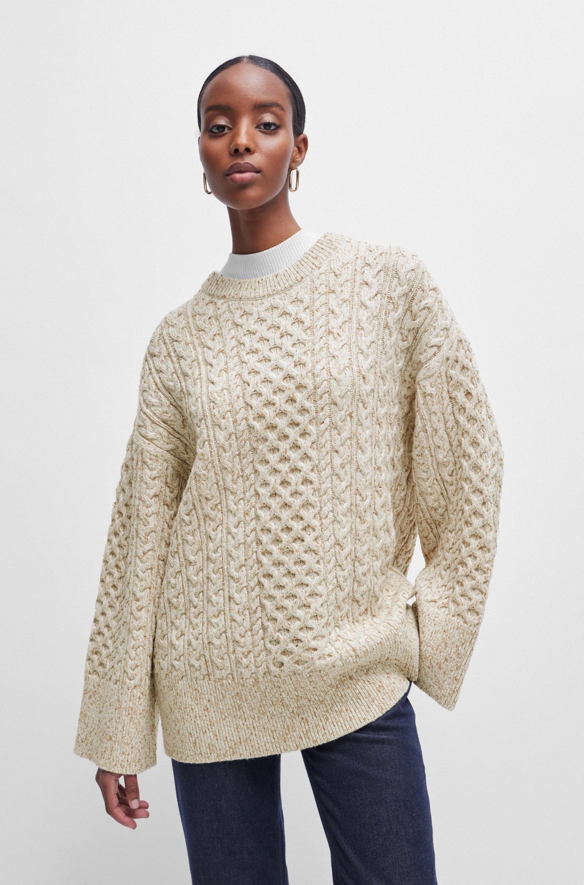 WOOL-BLEND SWEATER WITH CABLE-KNIT STRUCTURE - 2