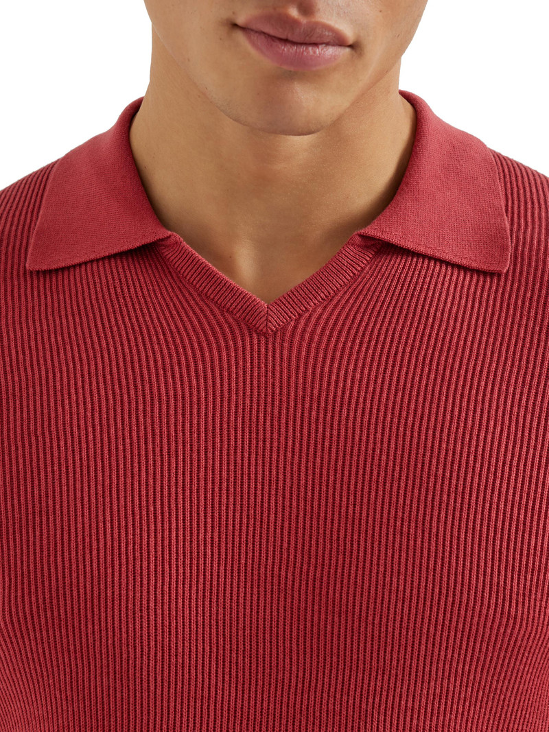 Men's Cotton English Rib Knit Polo Shirt - Red 4