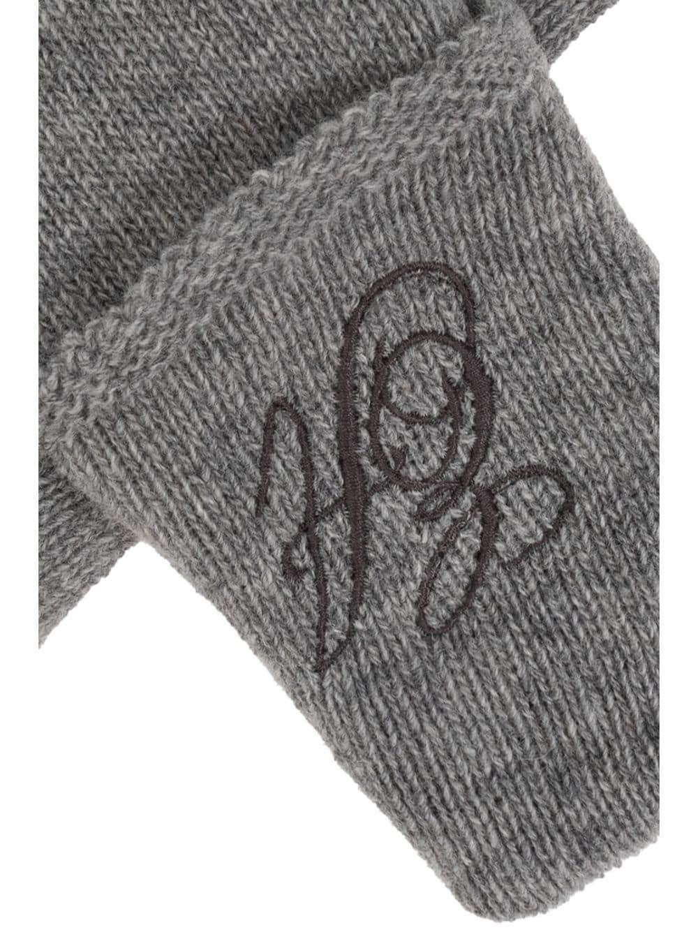 logo-embroidered gloves - 4