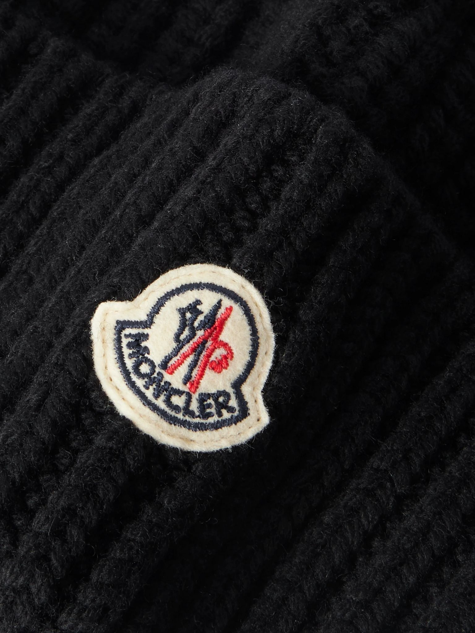 Appliquéd ribbed wool and cashmere-blend beanie Black - 2