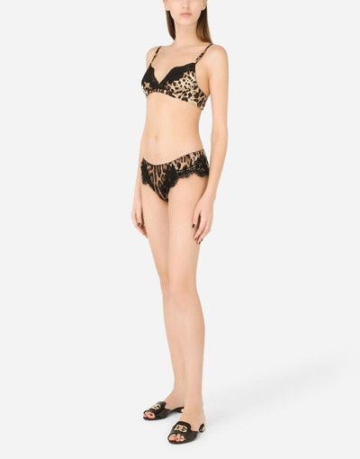 Dolce & Gabbana Leopard-print padded triangle bikini top outlook