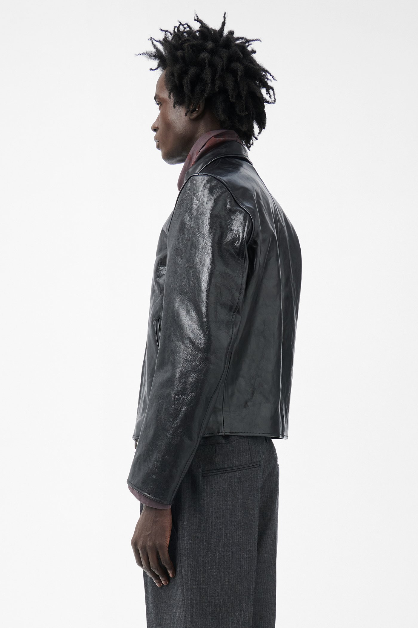 Mini Jacket Top Dyed Black Leather - 5
