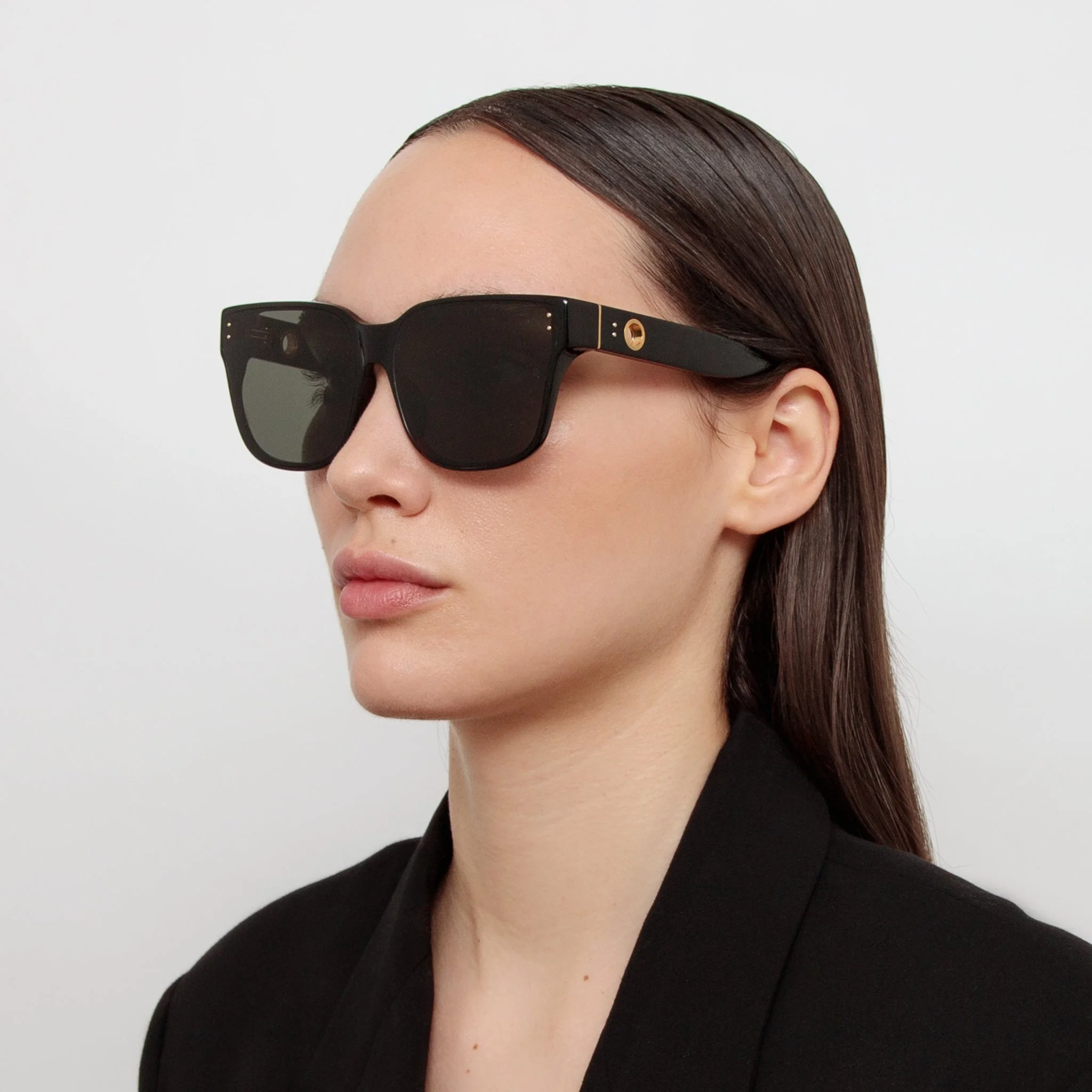 LINDA FARROW Rui Oversize Sunglasses in Black | REVERSIBLE