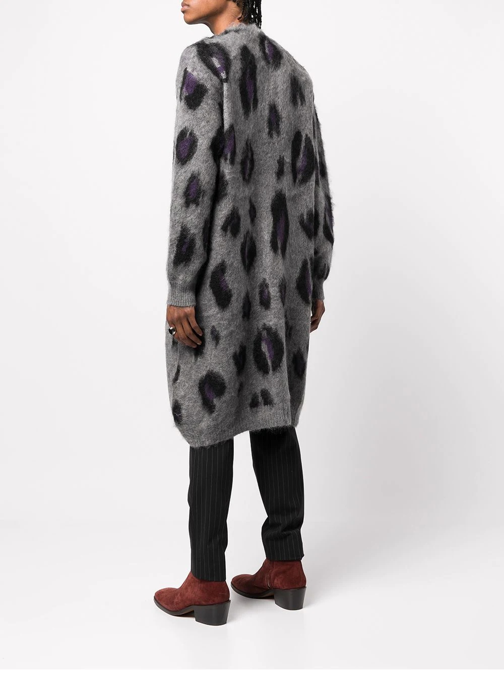 long leopard-print mohair cardigan - 4