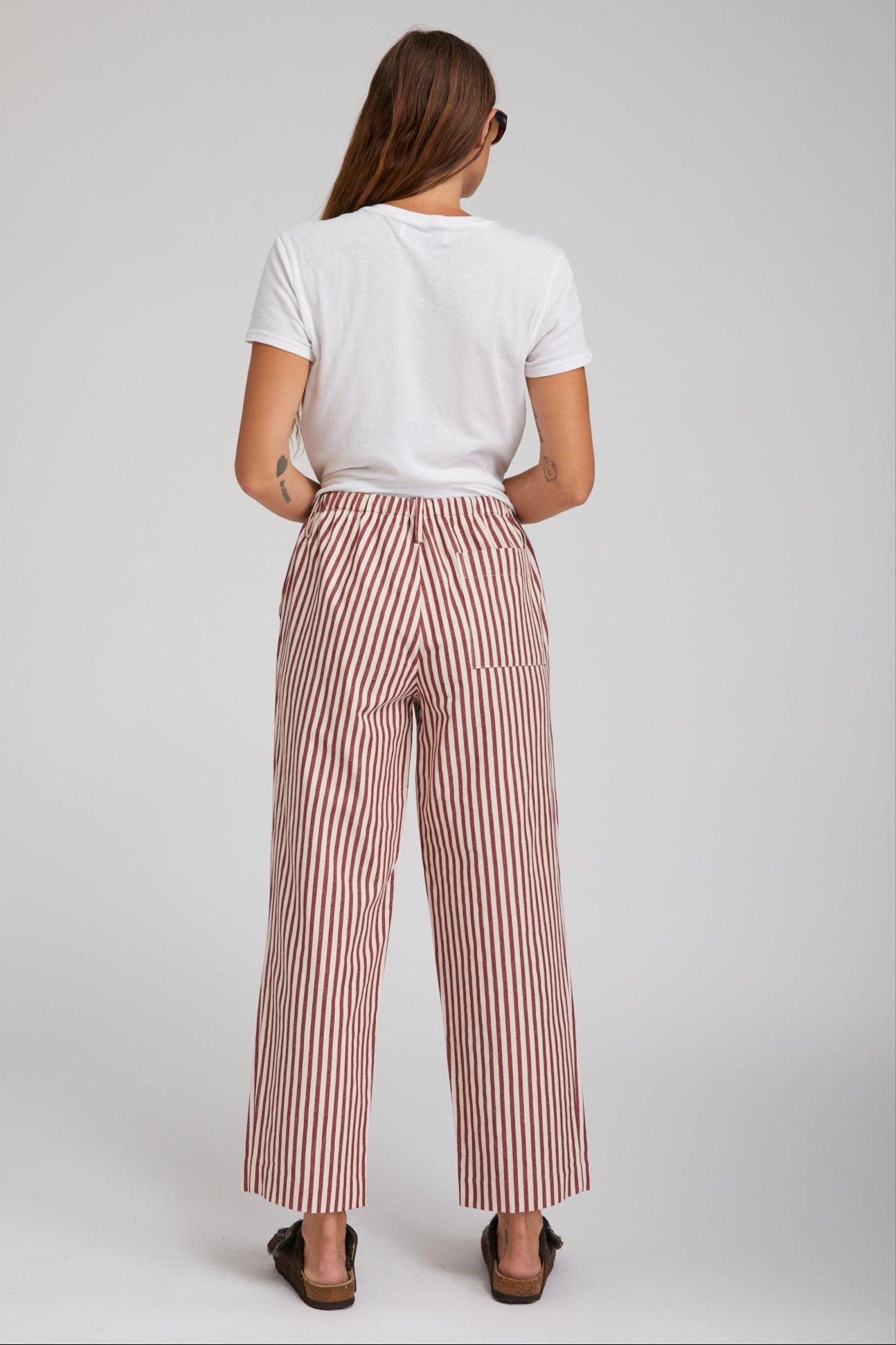 RUST-BEIGE STRIPED LINEN AMALFI PANTS - 3