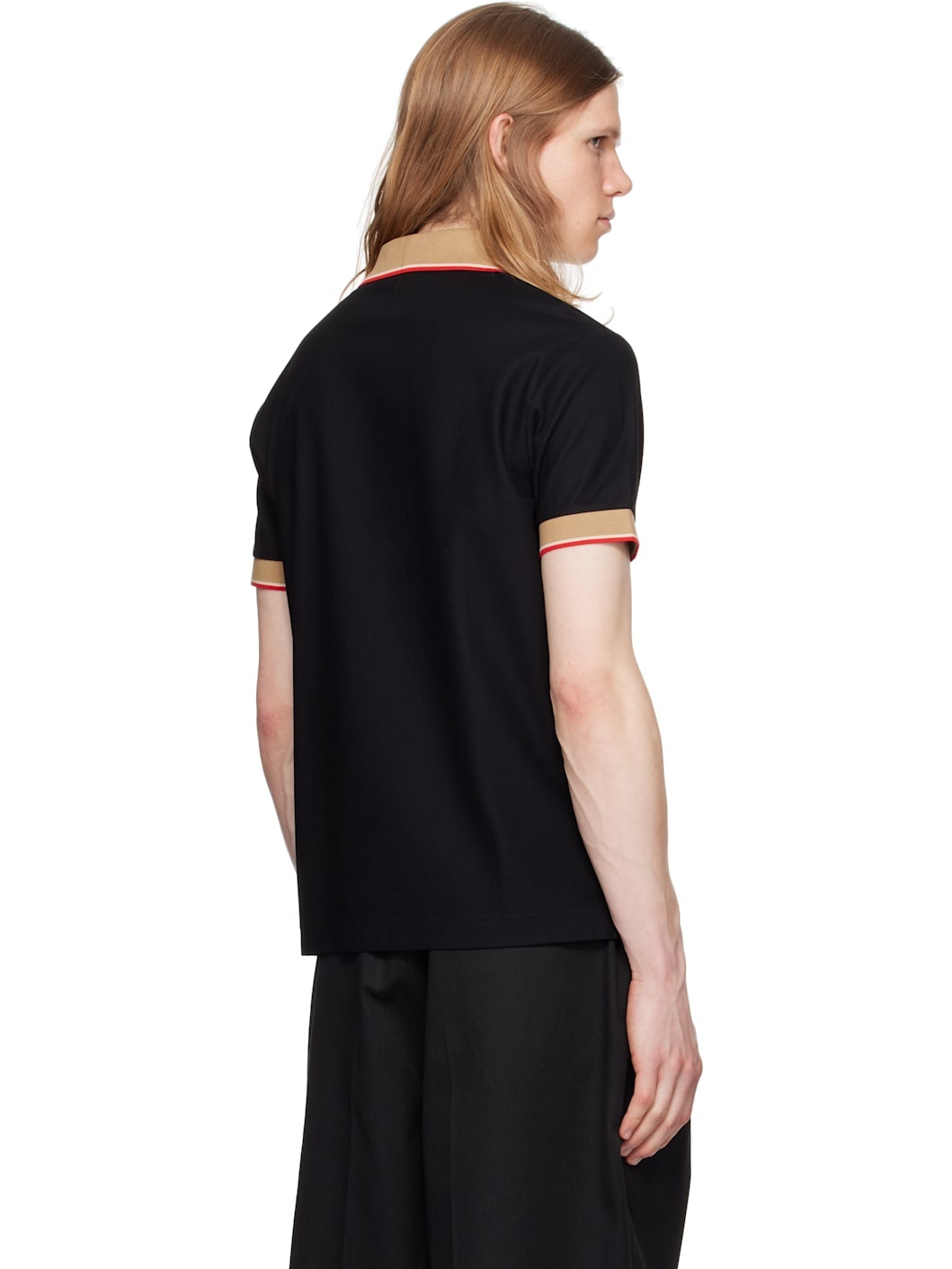 Black Logo Collar Cotton Polo - 3