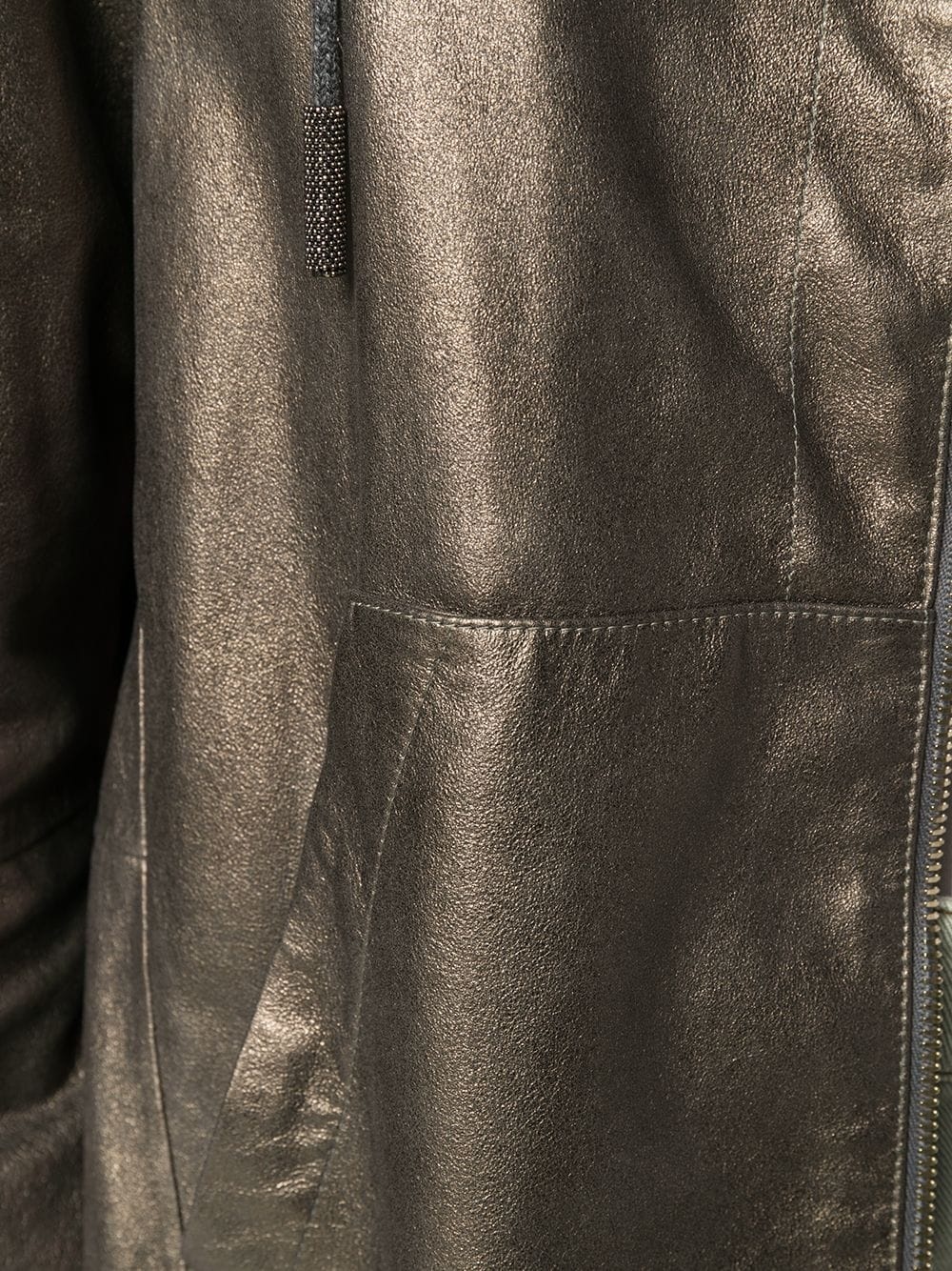 hooded leather jacket - 5