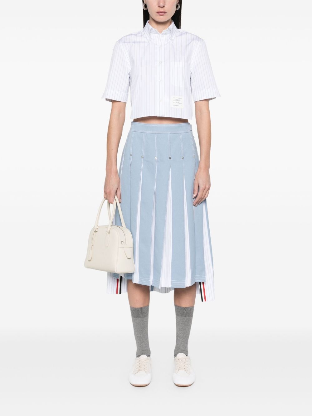 pleated denim midi skirt - 2