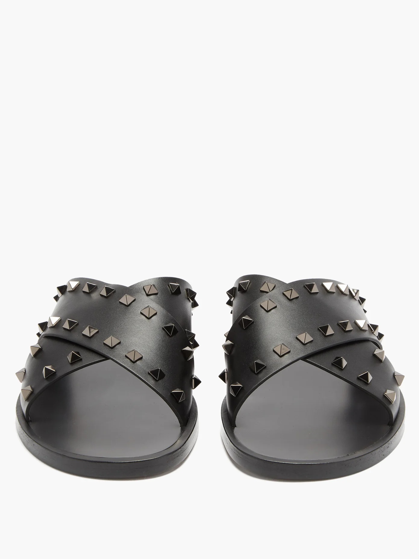 Rockstud leather slides - 5