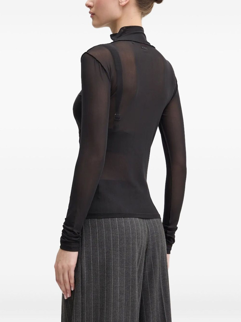 HUGO high-neck semi-sheer blouse outlook