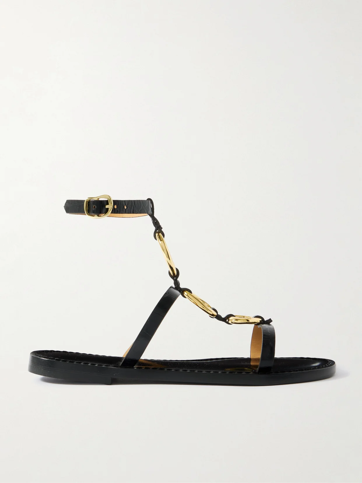 The Bazaruto Embellished Croc-effect Leather Sandals - 1