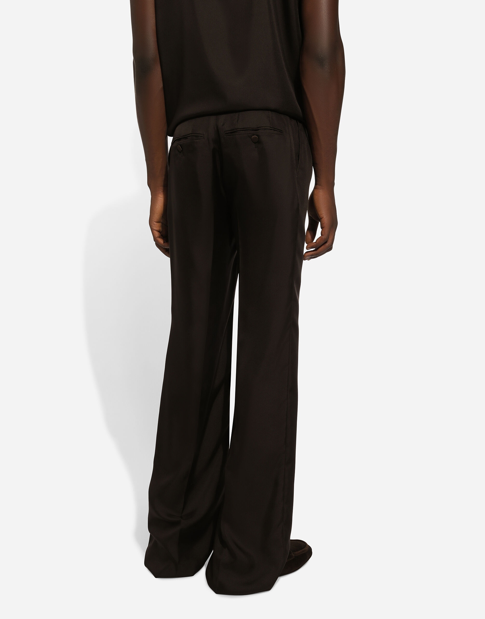 Tailored silk pants with darts - 4