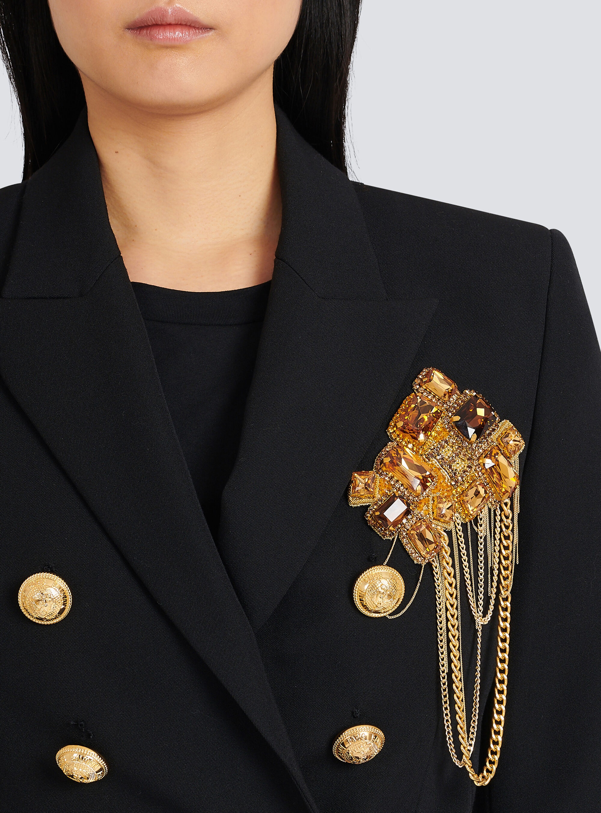 Wool jacket with embroidered jewel badge - 6