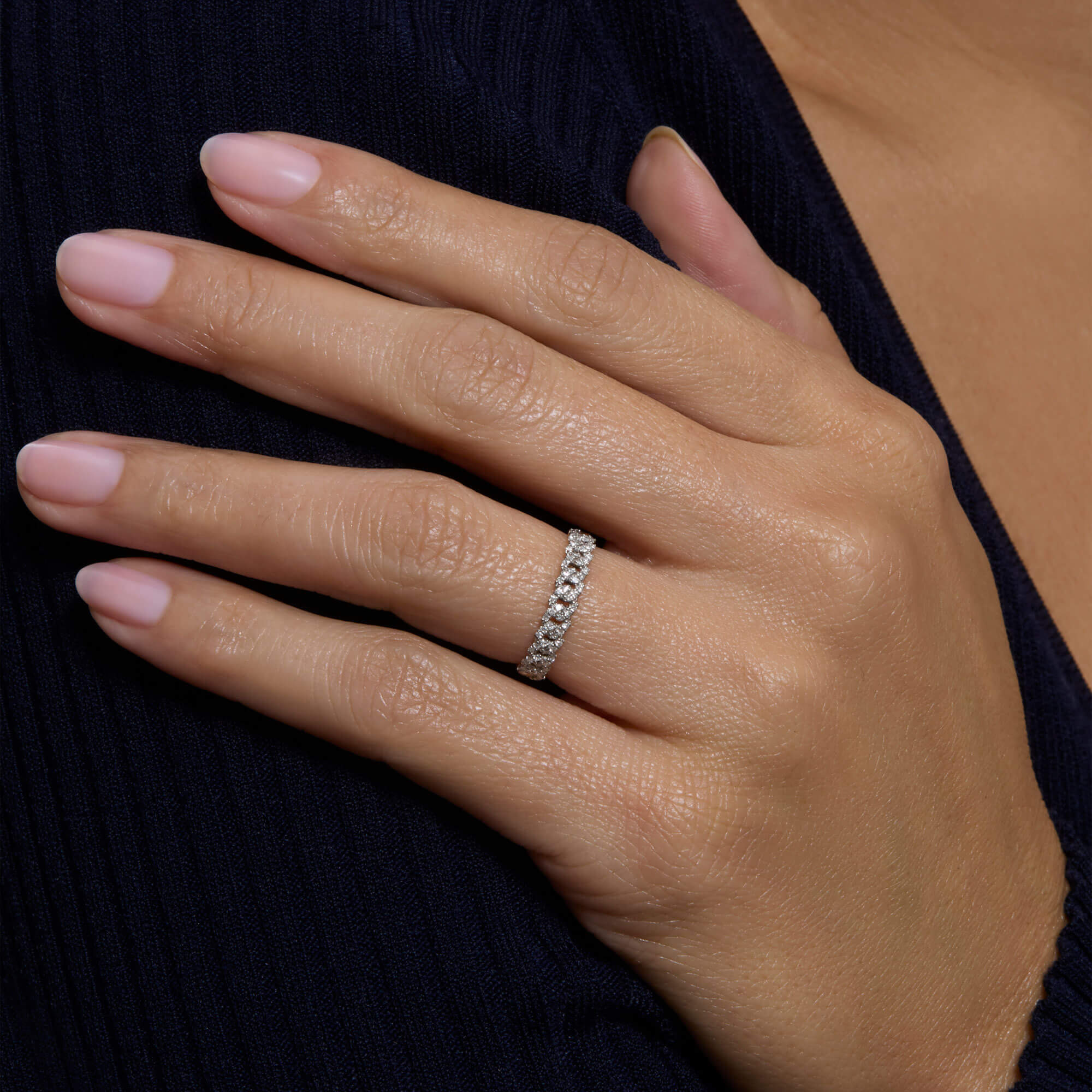 Fine Diamond Pave Chain Ring - 2