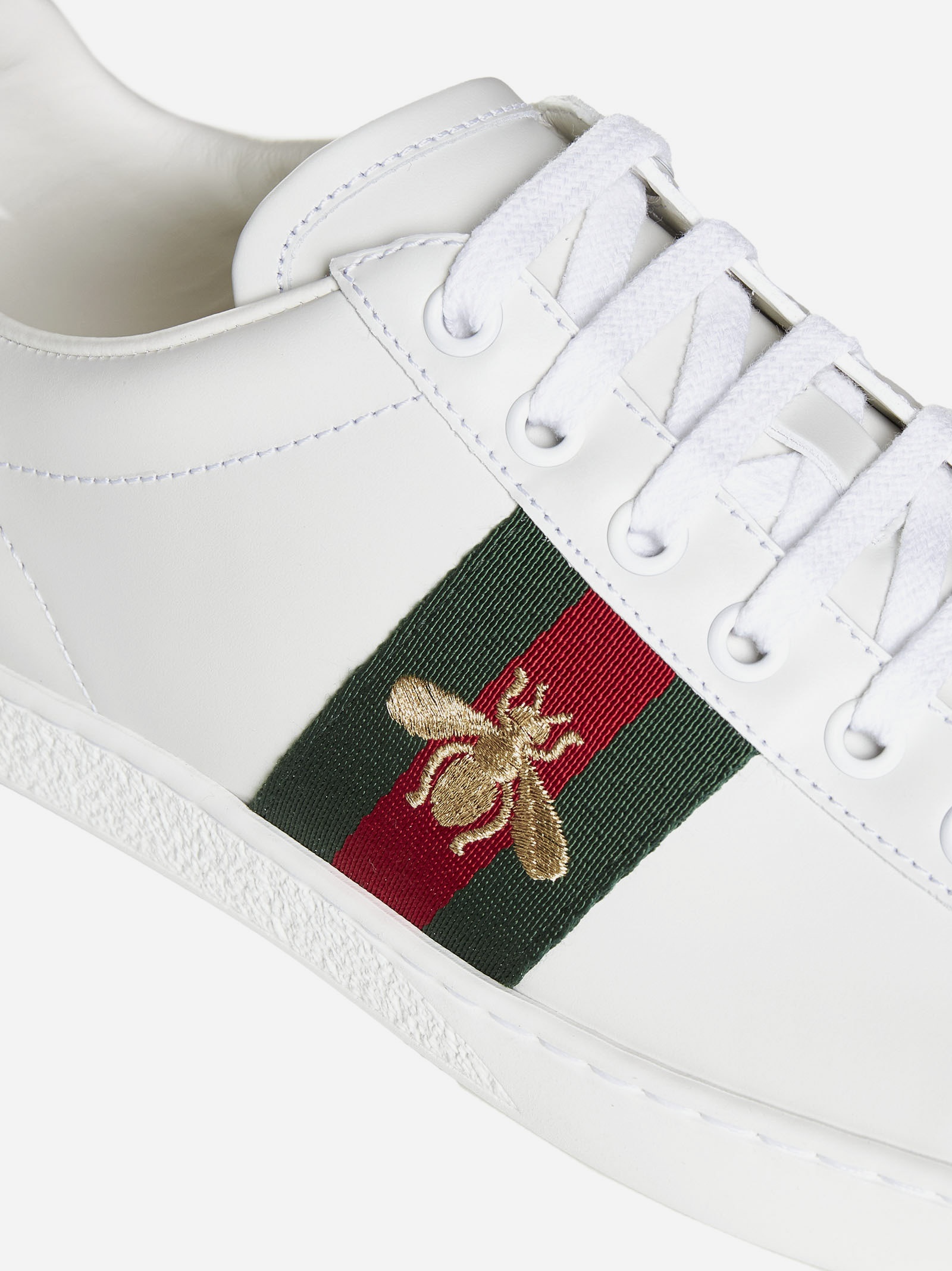 Web and Bee detail Ace leather sneakers - 4