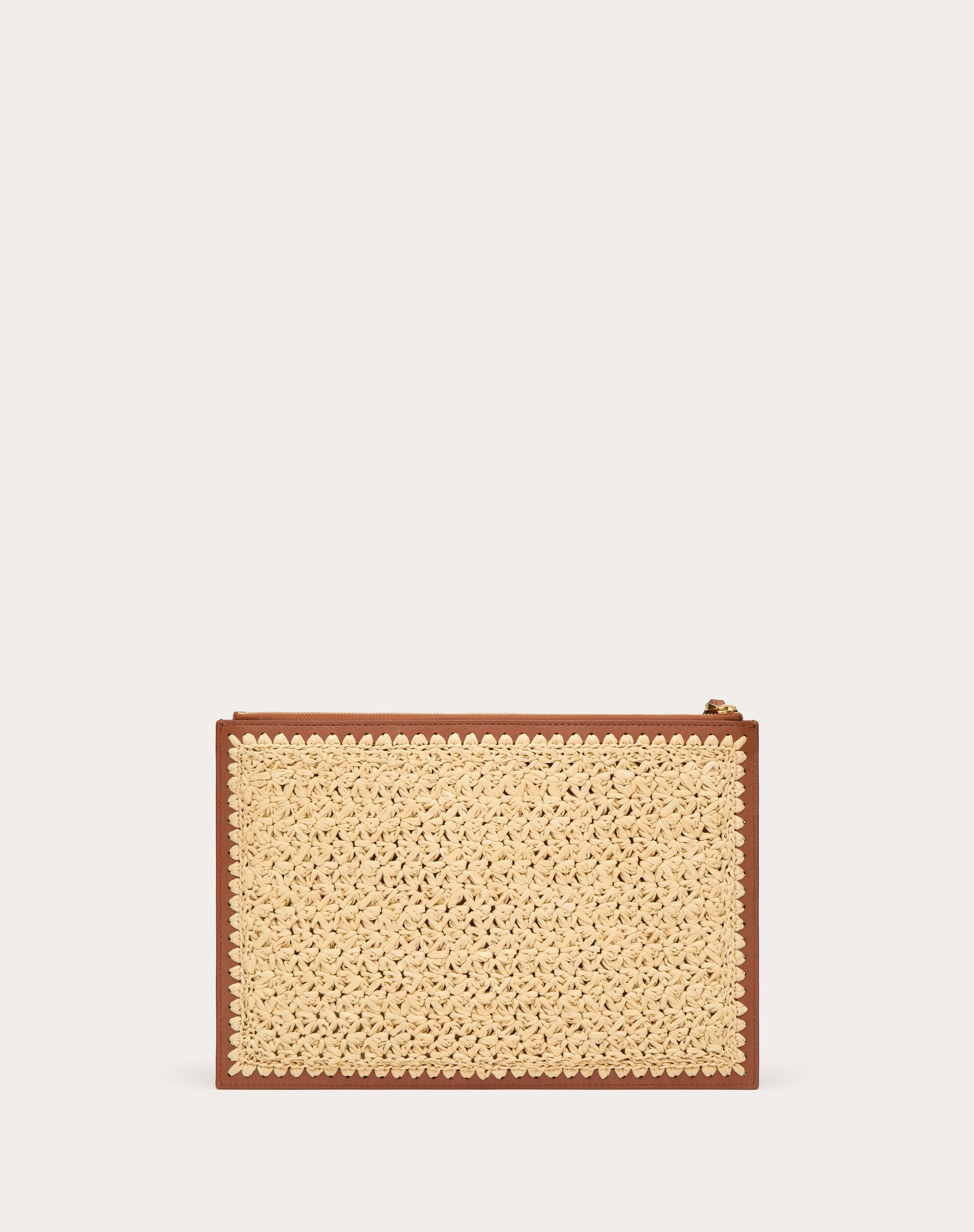 VLOGO SIGNATURE CLUTCH BAG IN RAFFIA - 3