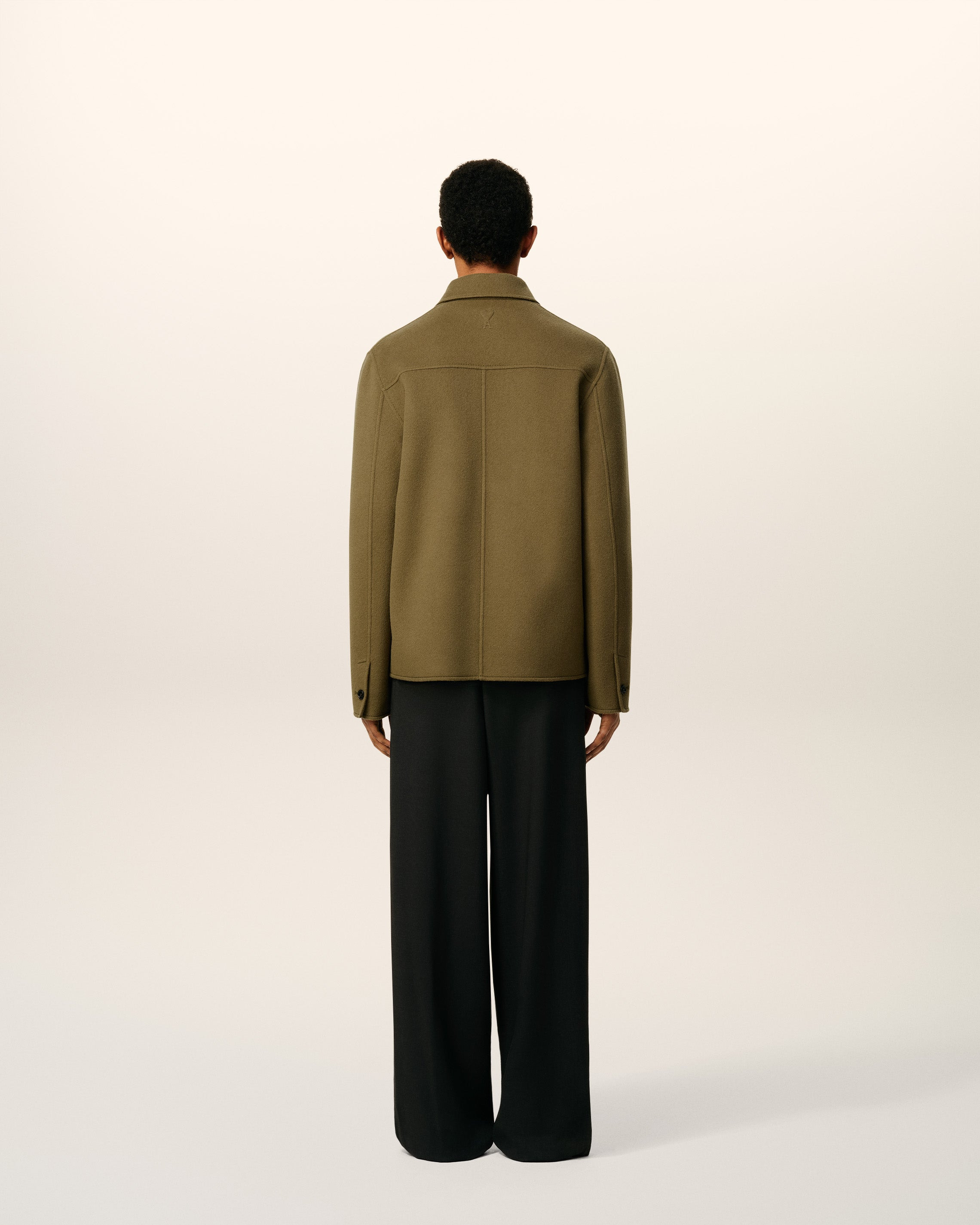 GREEN WOOL BOXY BUTTONED JACKET - 5