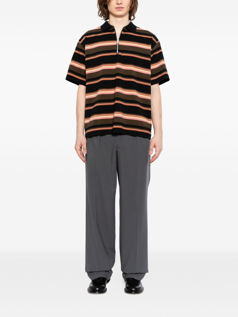 sacai striped zip-up poplin polo shirt outlook