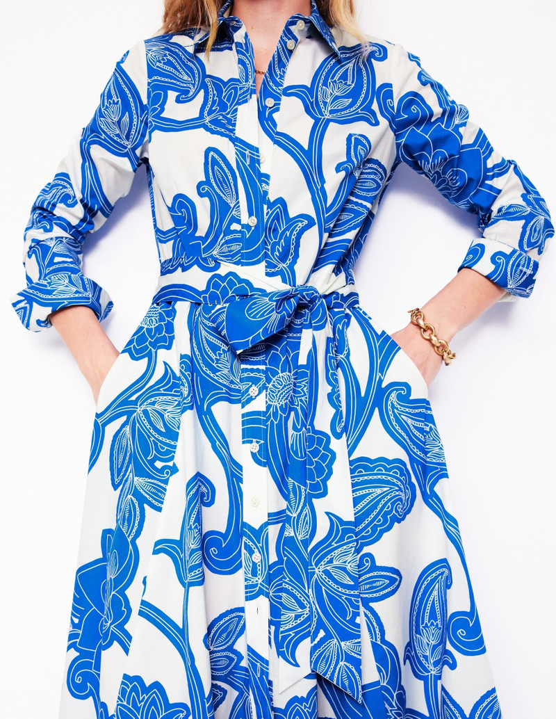 Amy Cotton Midi Shirt Dress-Cerulean Blue, Paisley Whirl 3